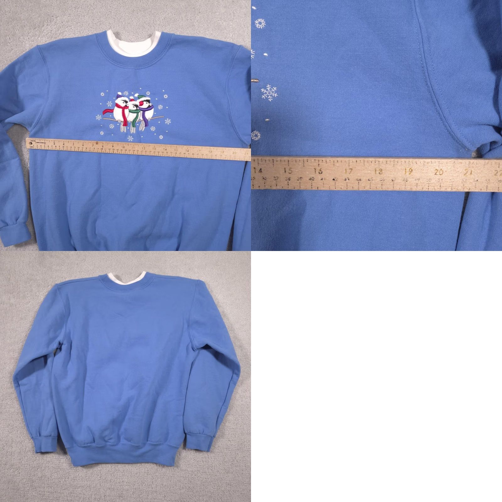 Vintage VINTAGE Top Stitch by Morning Sun Sweatshirt Womens M Blue Birds Winter Embroidered Size M / US 6-8 / IT 42-44 - 8 Thumbnail