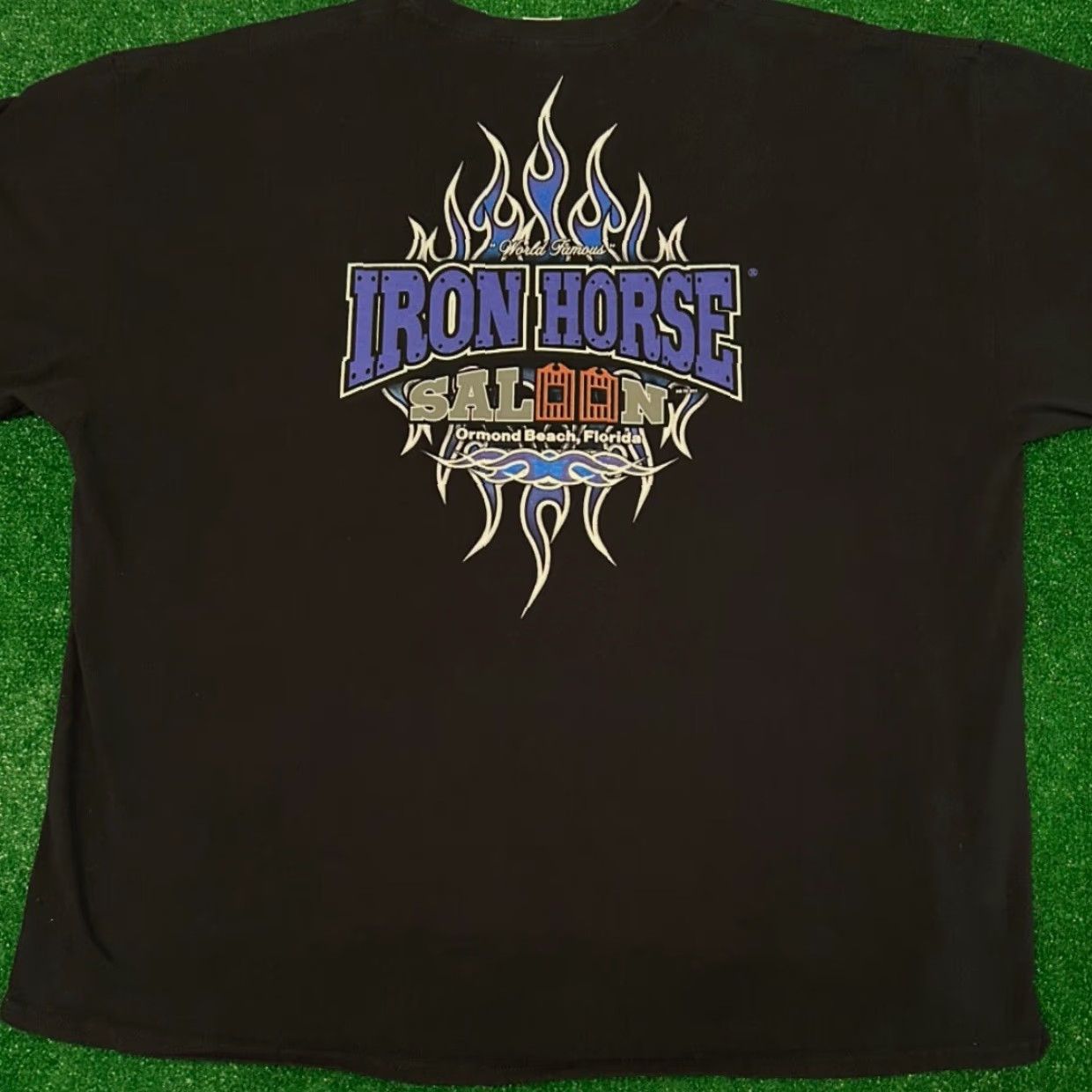 Vintage VINTAGE 90s Y2K Iron Horse Saloon Bike Week Biker Flames Bar VTG Shirt 3XL Black Mens Short Sleeve T-Shirt Size US XXL / EU 58 / 5 - 4 Thumbnail