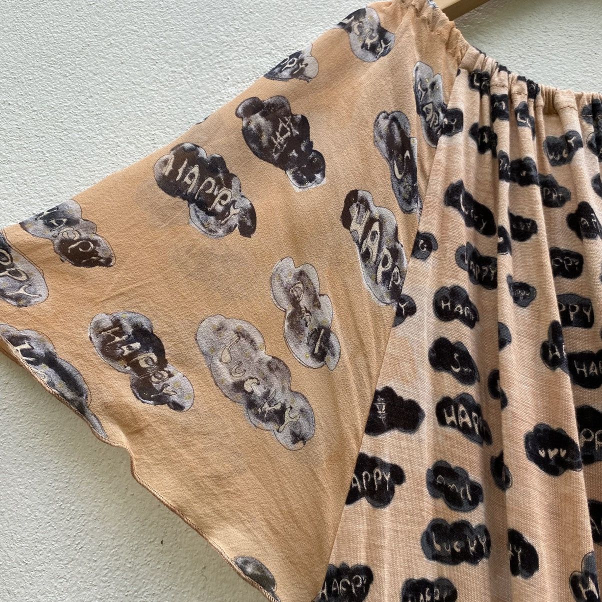 Tsumori Chisato Tsumori Chisato Beige Printed Dress Puff Sleeves Tie Neck Size XS / US 0-2 / IT 36-38 - 13 Thumbnail