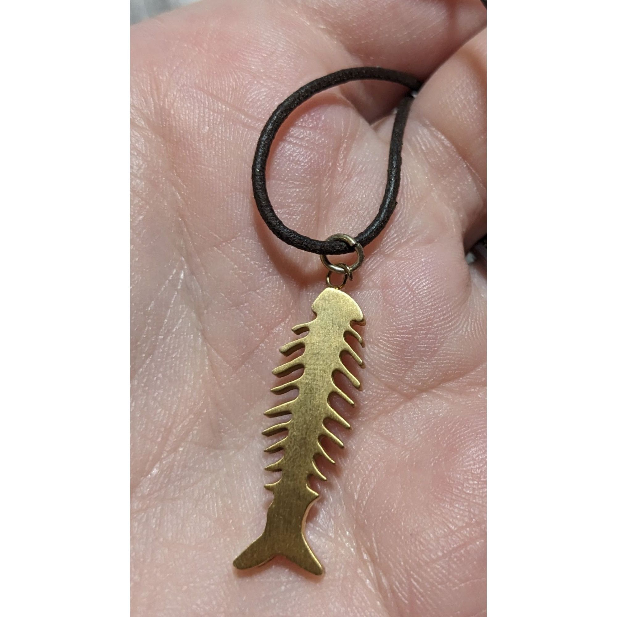 Other Glam Goth Fishbone Gold Sterling Pendant Necklace Size ONE SIZE - 9 Thumbnail