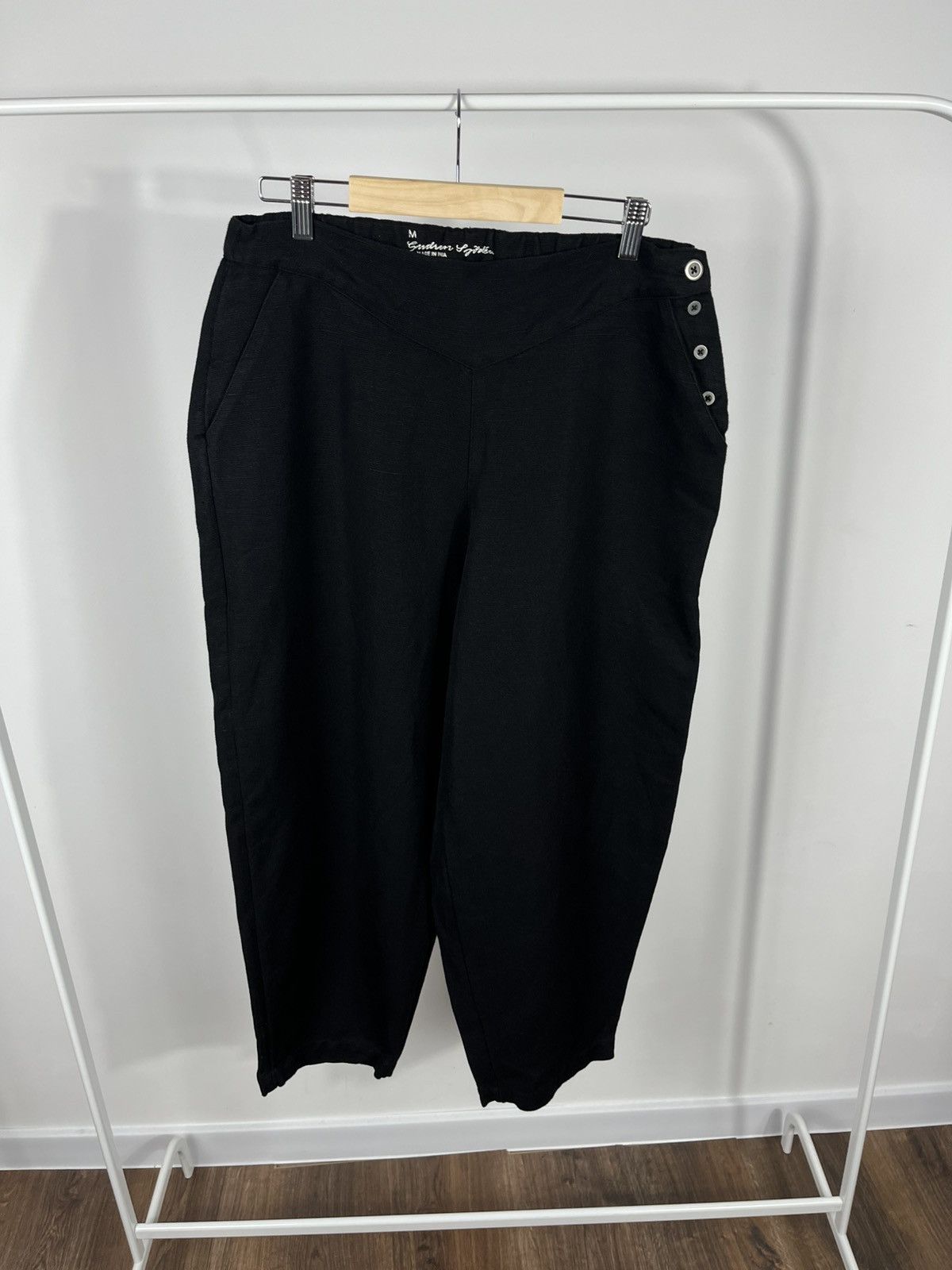 Gudrun Sjoden Gudrun Sjödén Black Baggy Linen Pants Organic Cotton Blend Size 28" / US 6 / IT 42 - 4 Thumbnail