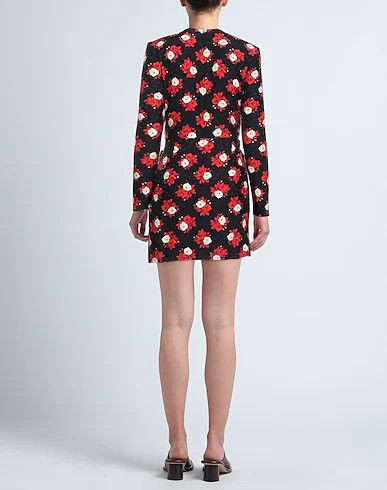 Saint Laurent Paris o1tp1o1224 Plunging V Neck Dress In Floral Silk in Black Size XS / US 0-2 / IT 36-38 - 3 Thumbnail