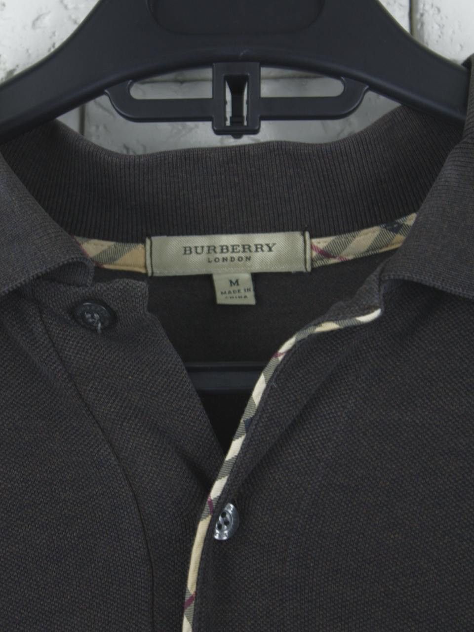 Burberry Burberry London Polo Shirt Long Sleeve Dark Brown Vintage Size US M / EU 48-50 / 2 - 4 Thumbnail