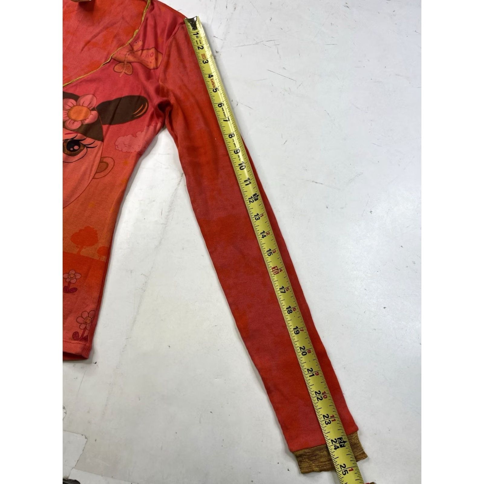 Custo Barcelona VINTAGE Custo Barcelona T-Shirt Shirt Womens 4 Orange Red Cartoon Girl Long Sleeve Slim Cropped 90s Y2k Art Theme Womens Size S / US 4 / IT 40 - 5 Thumbnail