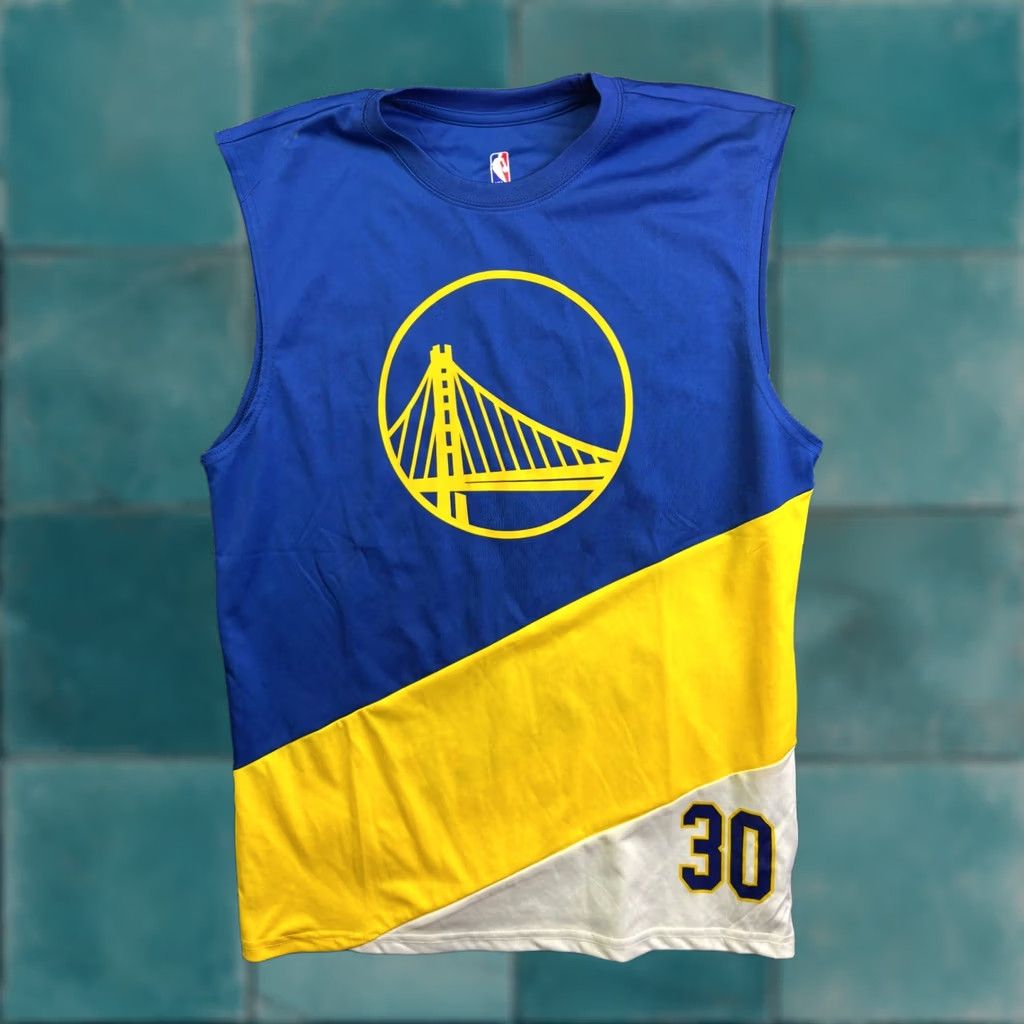 NBA NBA Golden State Warriors Sleeveless Shirt Mens L Blue Curry 30 Basketball Tank Jersey Crew Neck/Diagonally Colorblock Logo Size US L / EU 52-54 / 3 - 1 Thumbnail