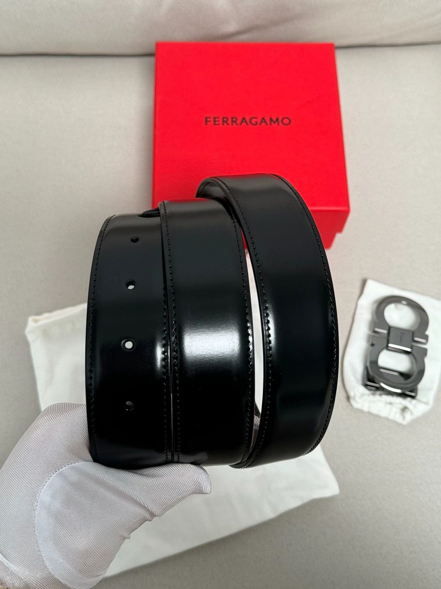Salvatore Ferragamo Ferragamo men's black & brown reversible leather belt 100cm Size ONE SIZE - 7 Thumbnail