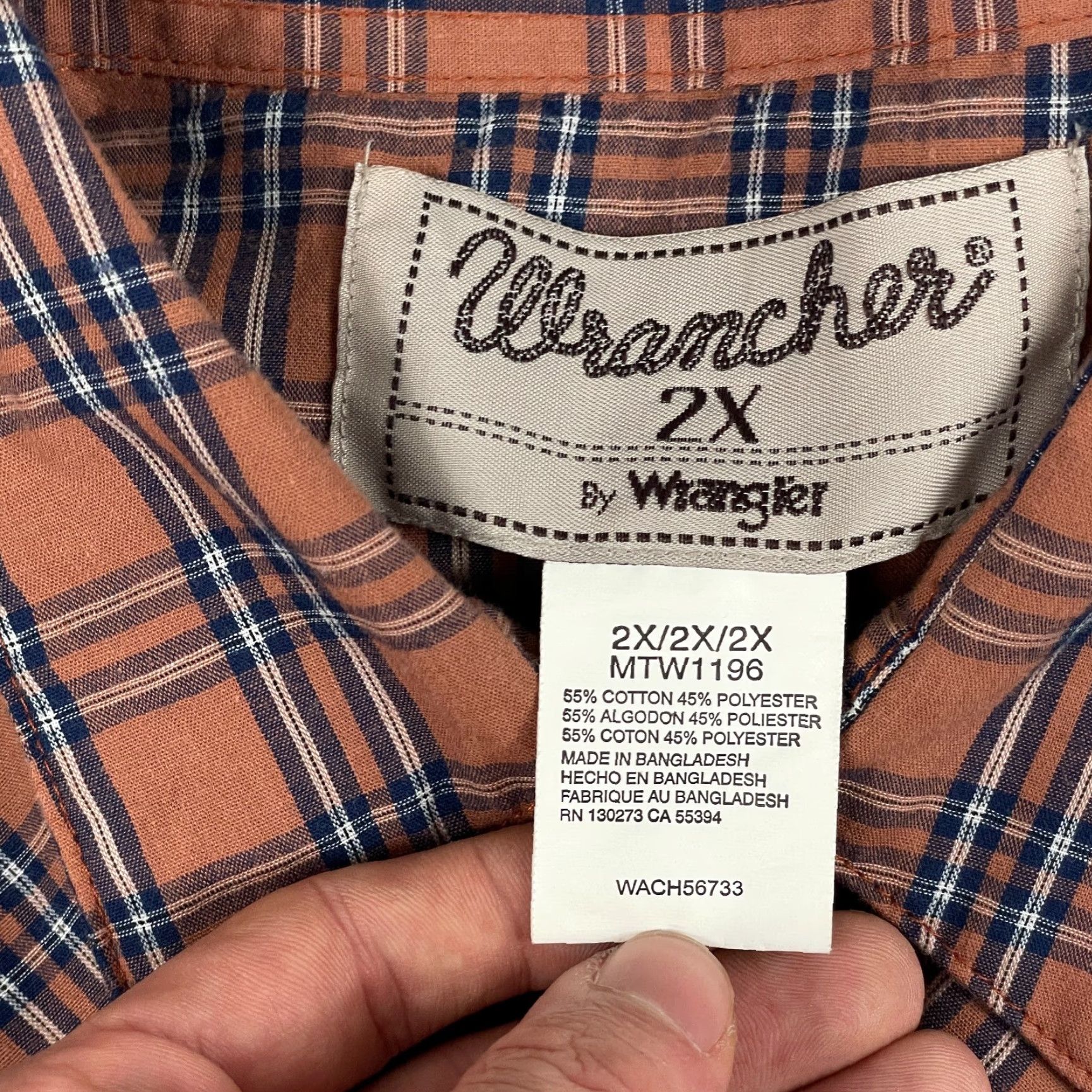 Wrangler VINTAGE Wrangler Shirt Men 2XL Orange Wrancher Pearl Snap Long Sleeve Western Cowboy Size US XXL / EU 58 / 5 - 7 Thumbnail