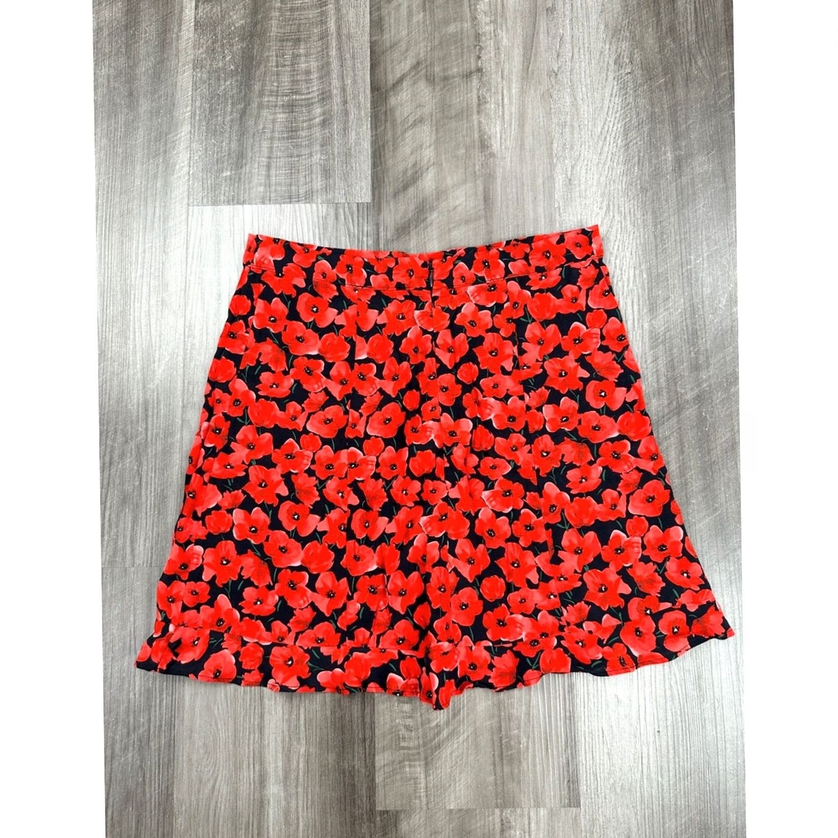Zara ZARA Floral Print Mini Skirt Red Black Women's Small Skirt Short Size 28" / US 6 / IT 42 - 4 Thumbnail