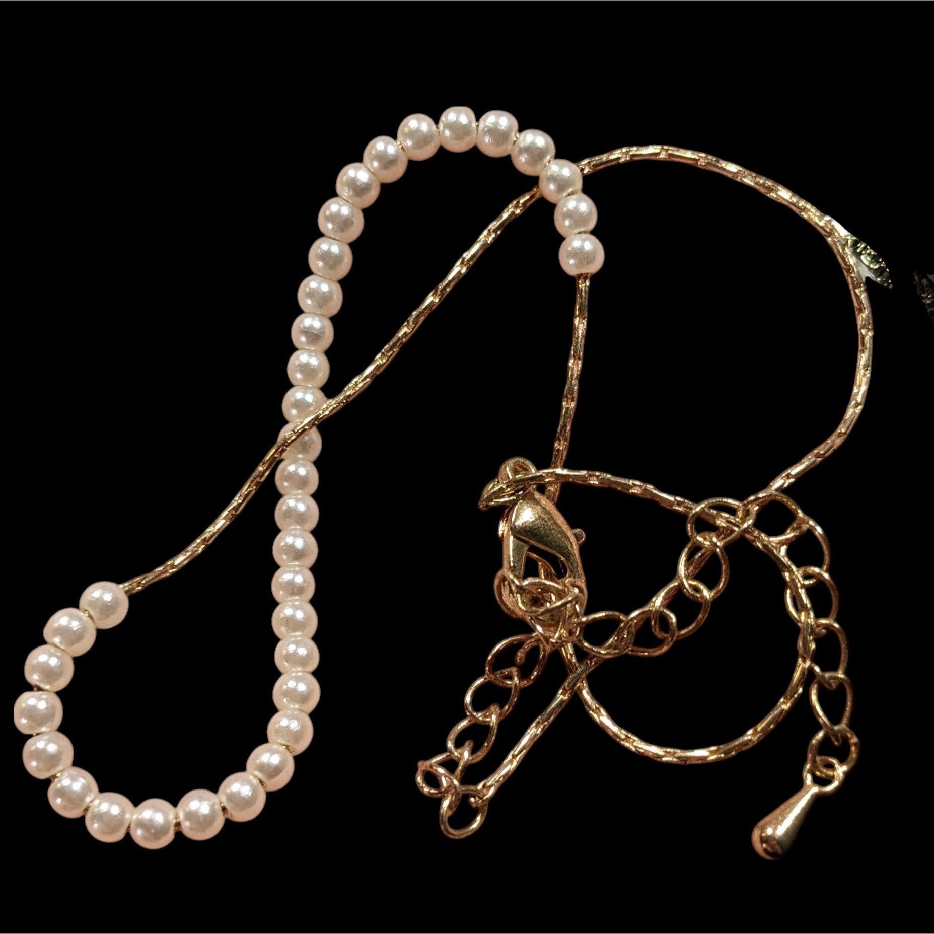 Other Minimalist Faux Pearl Beaded Gold Tone Chain Necklace Size ONE SIZE - 5 Thumbnail