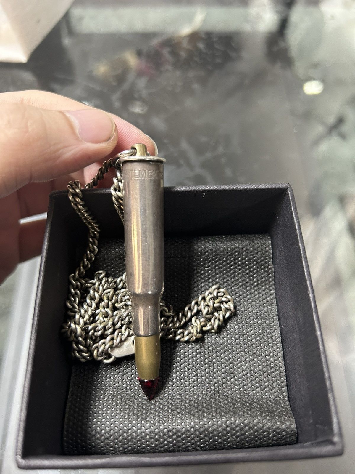 image of Vetements Bullet Necklace in Silver, Men's