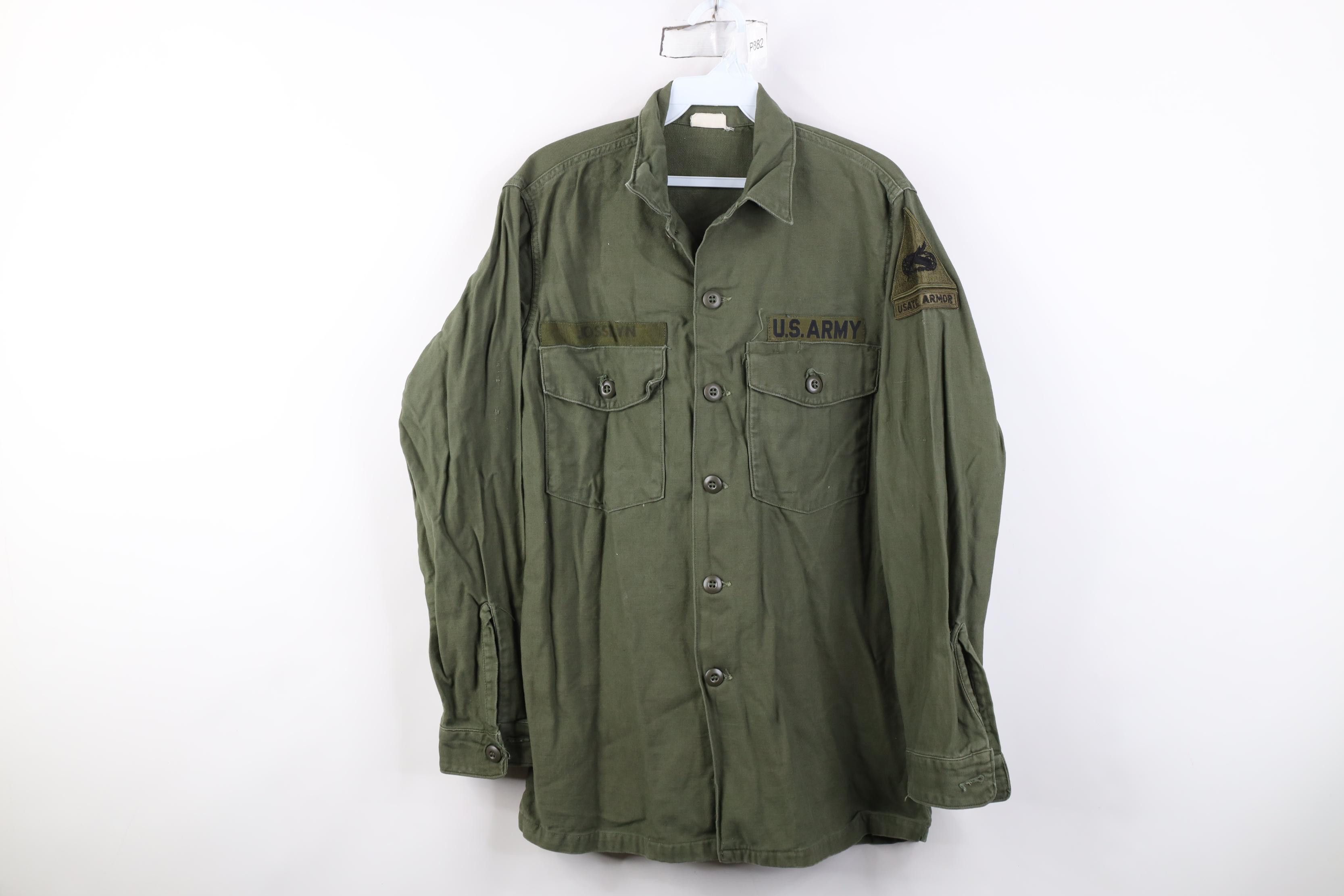 Vintage Vintage 60s Vietnam War Sateen Cotton OG 107 Shirt Jacket Size US M / EU 48-50 / 2 - 1 Thumbnail