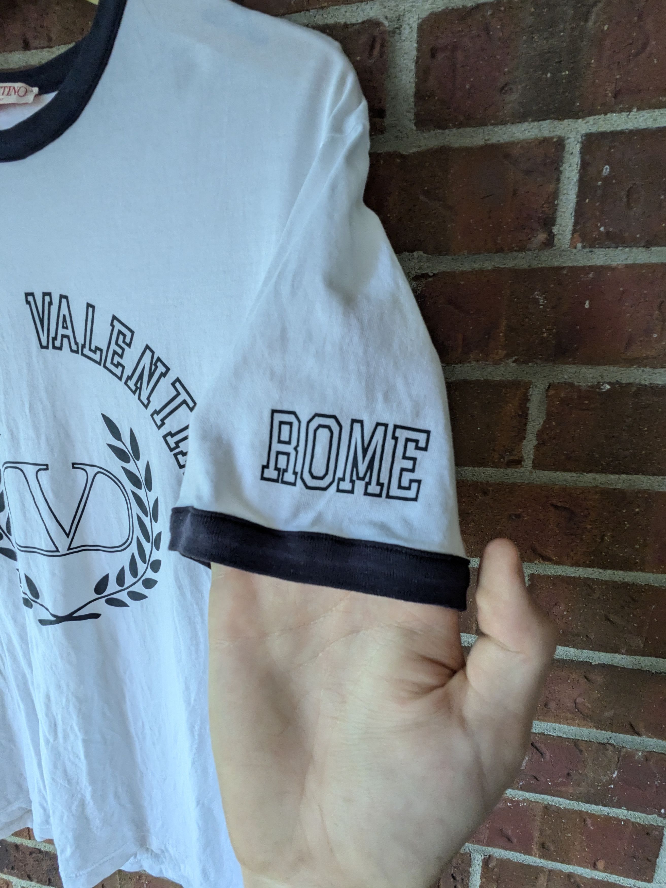 Valentino Valentino white and navy graphic ringer tee Size US M / EU 48-50 / 2 - 2 Thumbnail