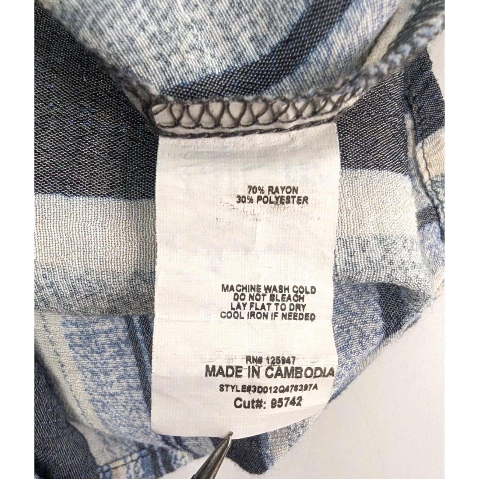 Vintage Cocomo Shirt Women L Beige Blue Striped Tie Waist Roll Tab Sleeve V-Neck Casual Workwear Size L / US 10 / IT 46 - 7 Thumbnail