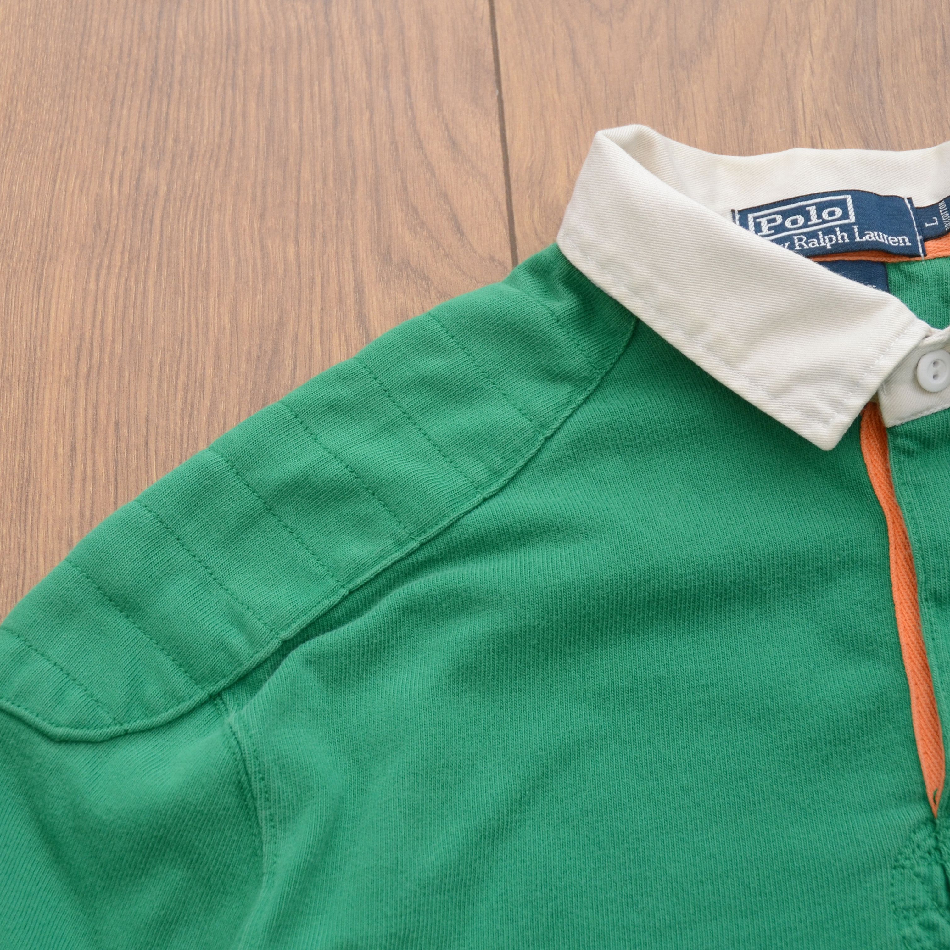 Polo Ralph Lauren Vintage Polo Ralph Lauren Long Sleeve Rugby Shirt Green Rare Size US L / EU 52-54 / 3 - 8 Thumbnail