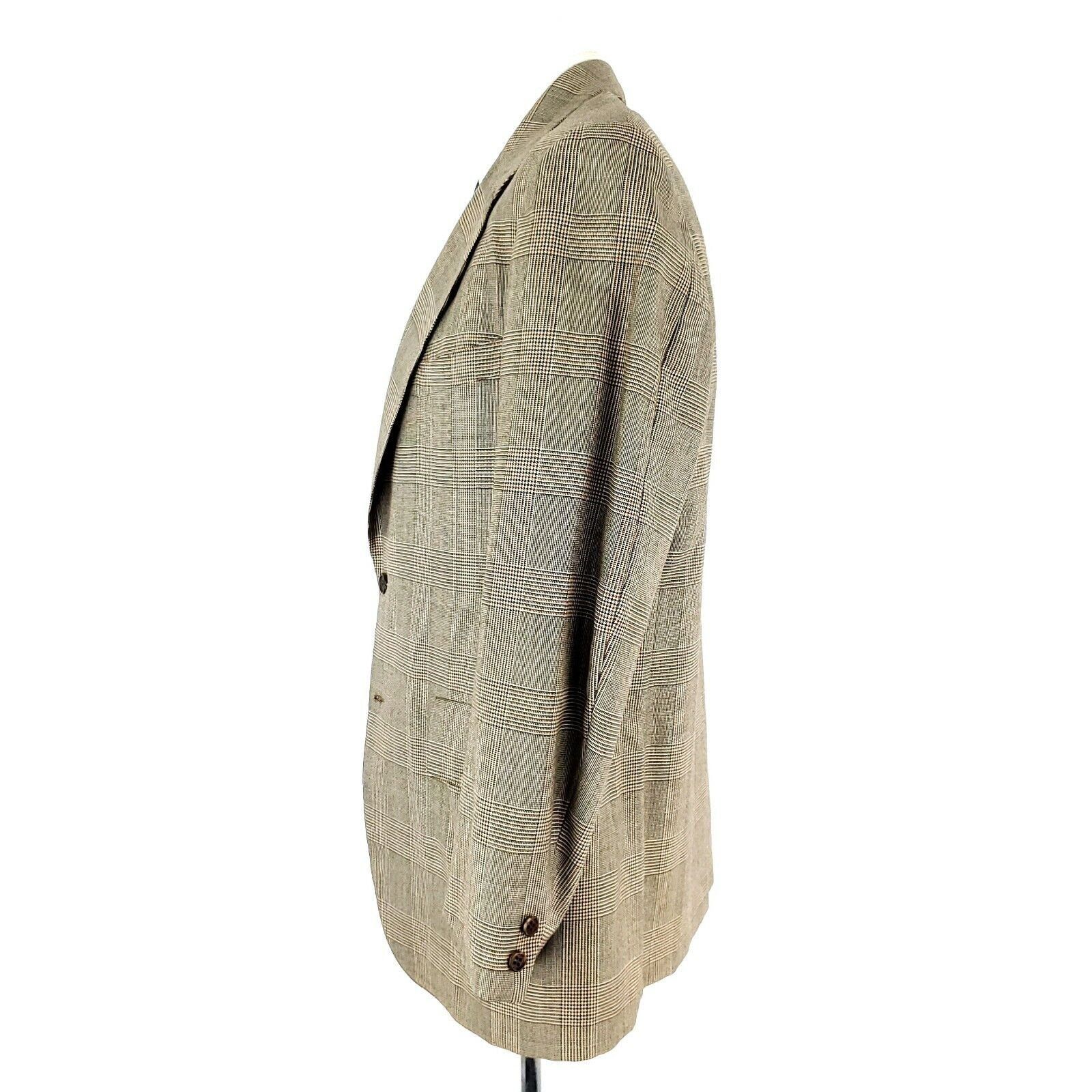 Hickey Freeman Vintage Hickey Freeman 2 Button Blazer 40R Brown Glen Plaid Size 40R - 5 Thumbnail