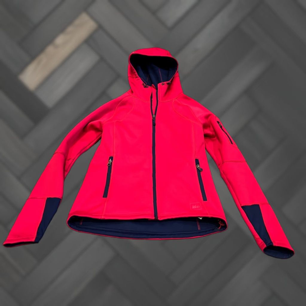 Vintage REI Jacket Womens Medium Pink Hooded Softshell Lined Zipper Pockets Size M / US 6-8 / IT 42-44 - 1 Thumbnail