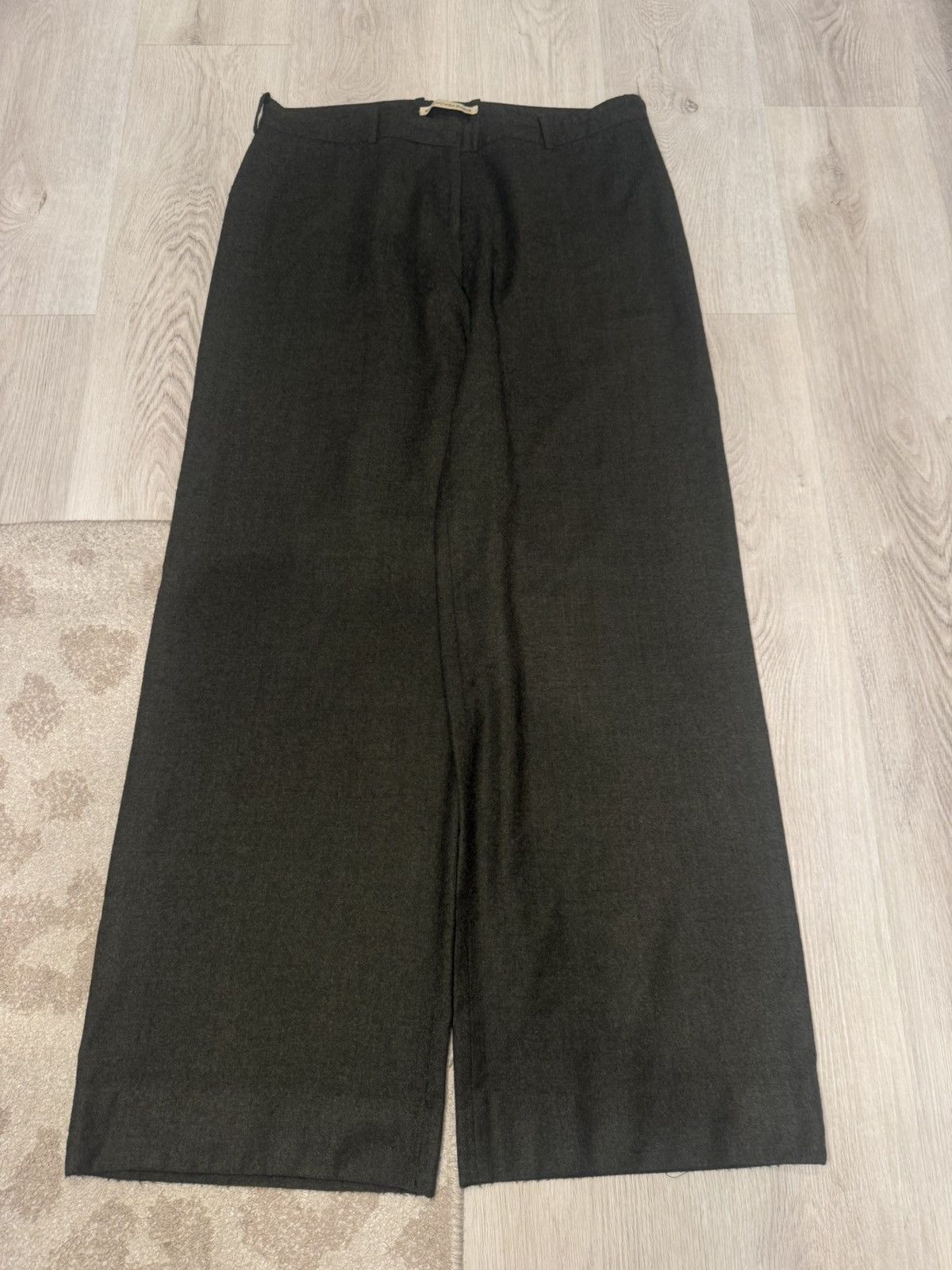 s/s 2005 wool forest green wide leg pants!!