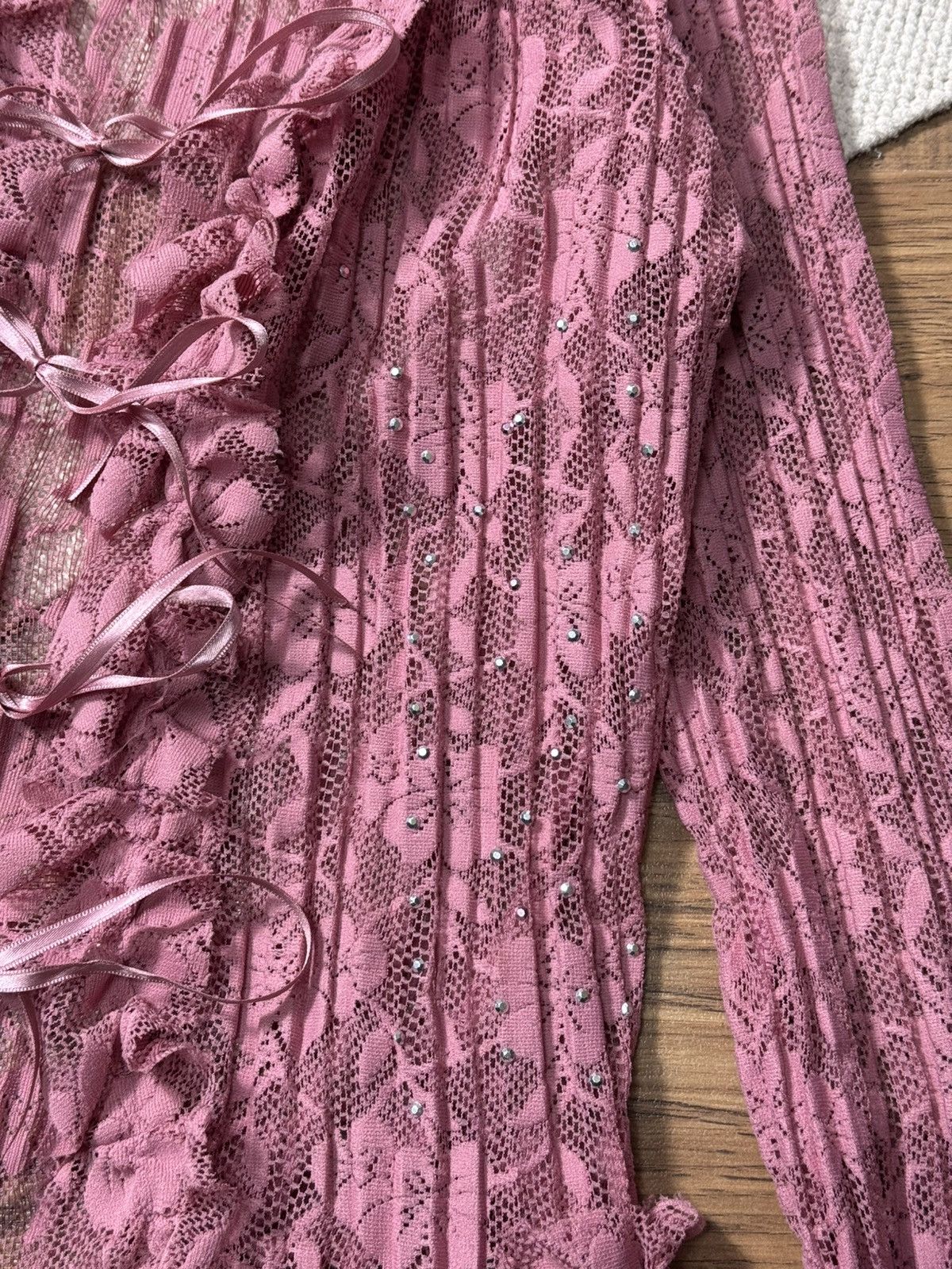 Vintage VINTAGE 2000s LACE WITH RUCHES BLOUSE Size S / US 4 / IT 40 - 6 Thumbnail