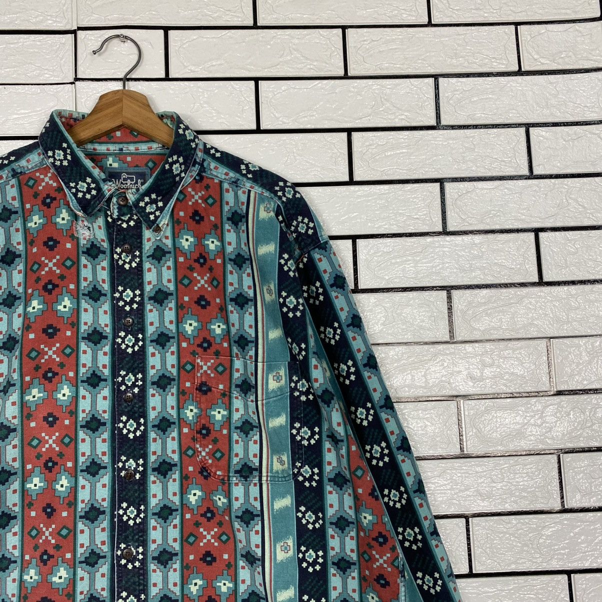 Woolrich Woolen Mills 🔥VINTAGE SHIRT JACKET BUTTON NAVAJO AZTEC WOOLRICH USA Size US XL / EU 56 / 4 - 6 Thumbnail
