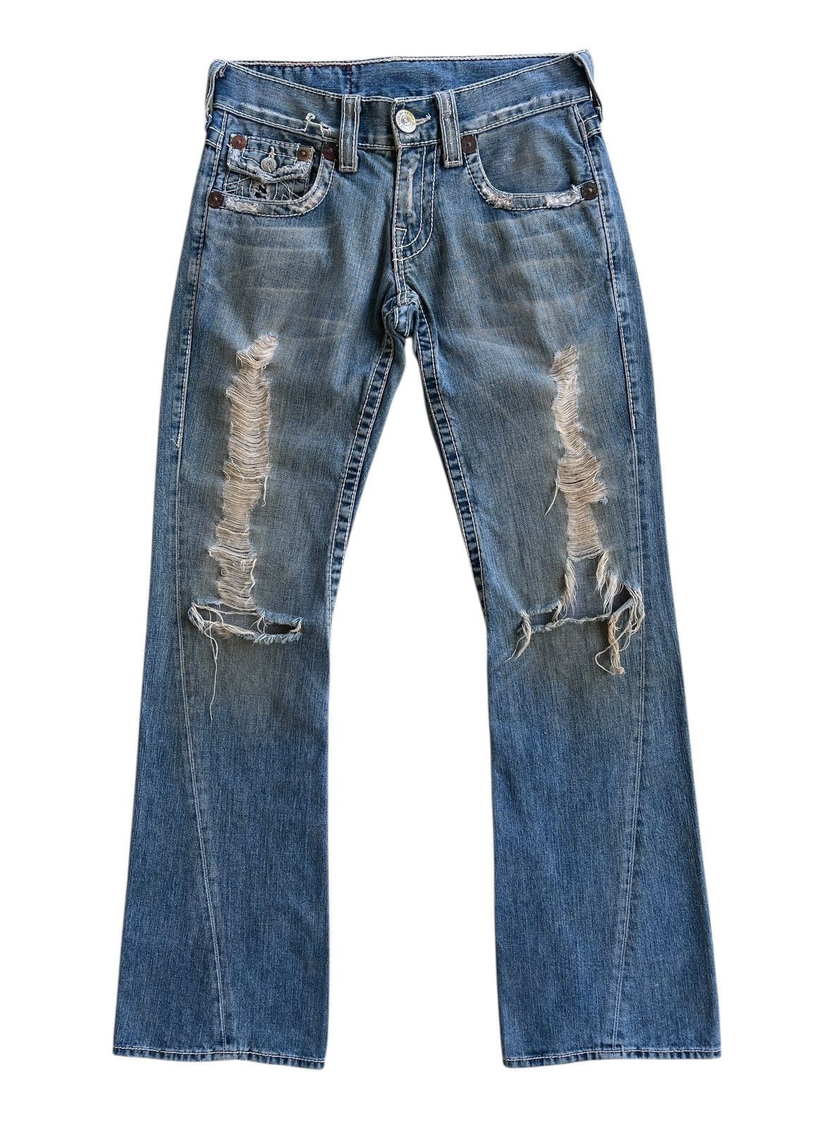 True Religion Distressed Rusty Flared Denim USA