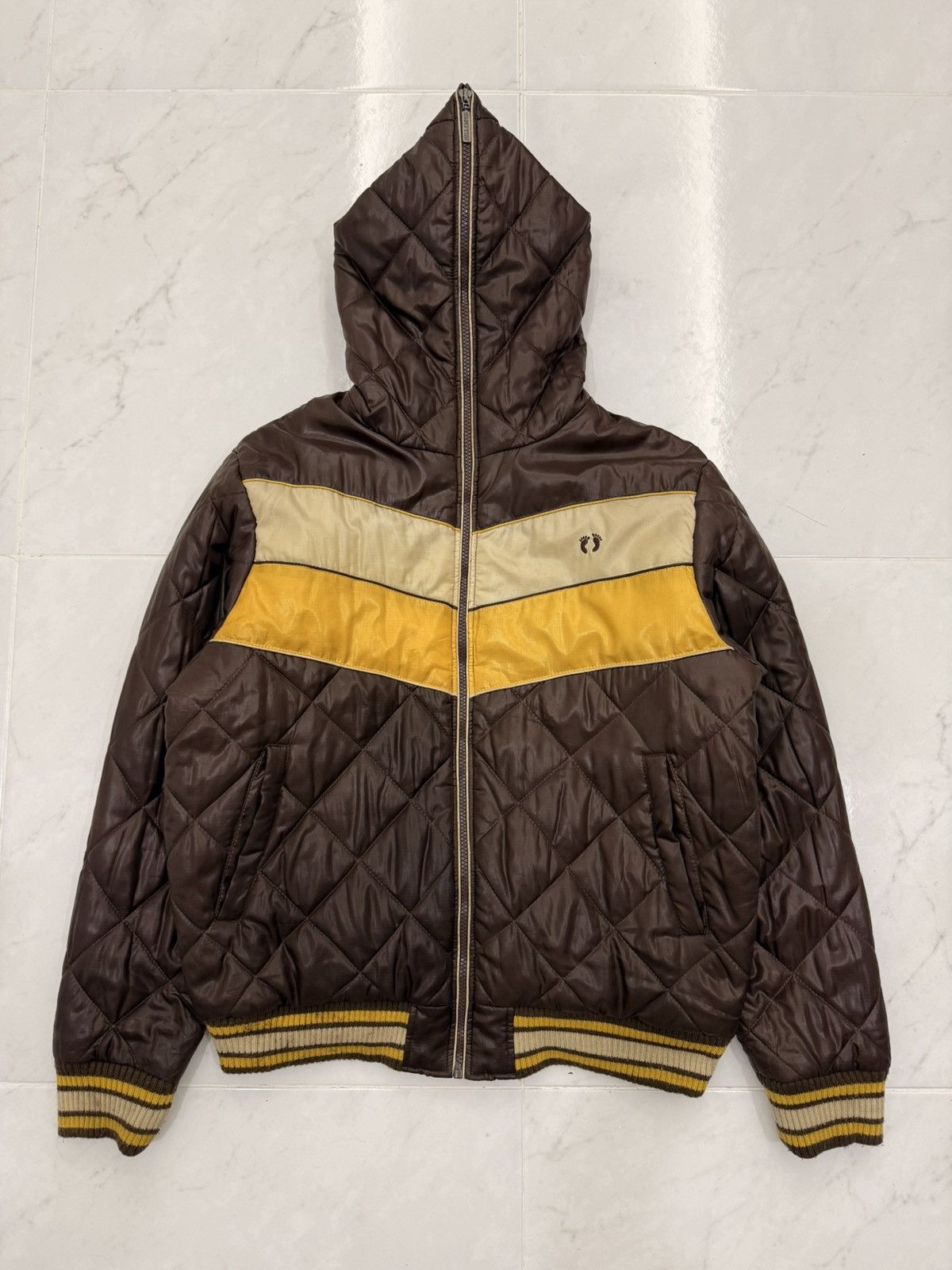 Hang Ten Vintage 90s HANG TEN Fullzip Hoodie Like Bape Quilted Jacket Size US L / EU 52-54 / 3 - 2 Thumbnail