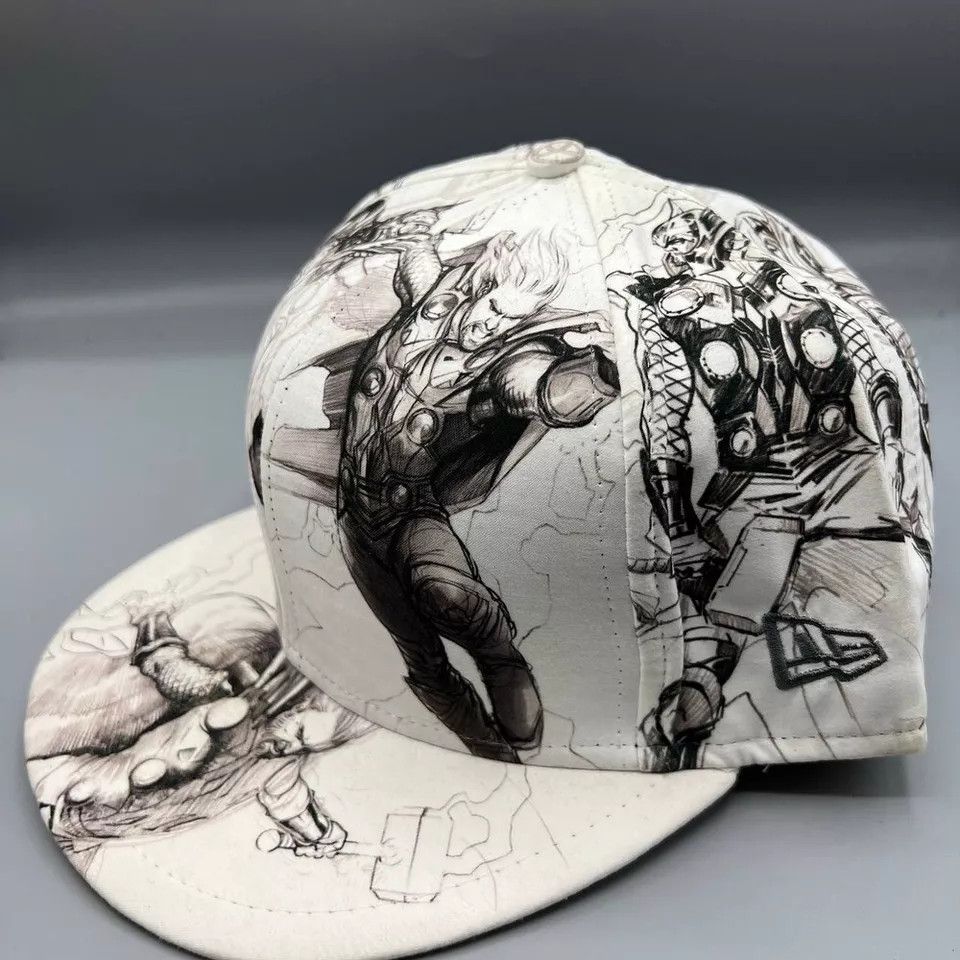 New Era Thor The Mighty Avengers Marvel Hat 7 3/8 White Fitted Cap Size ONE SIZE - 2 Thumbnail