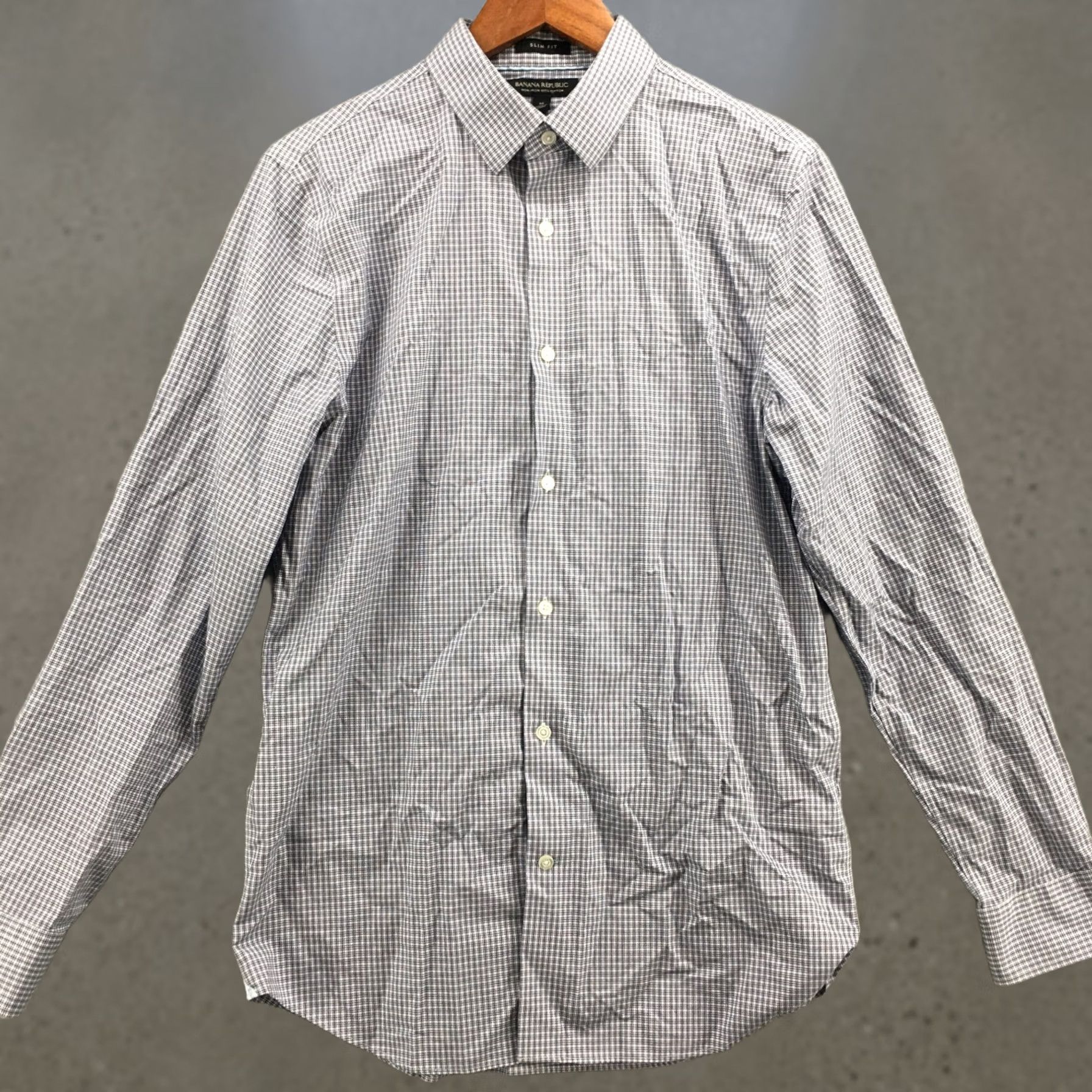 Banana Republic Banana Republic Dress Shirt Mens M Blue Slim Fit Button Up Collared Long Sleeve Shirt Size 40R - 1 Thumbnail