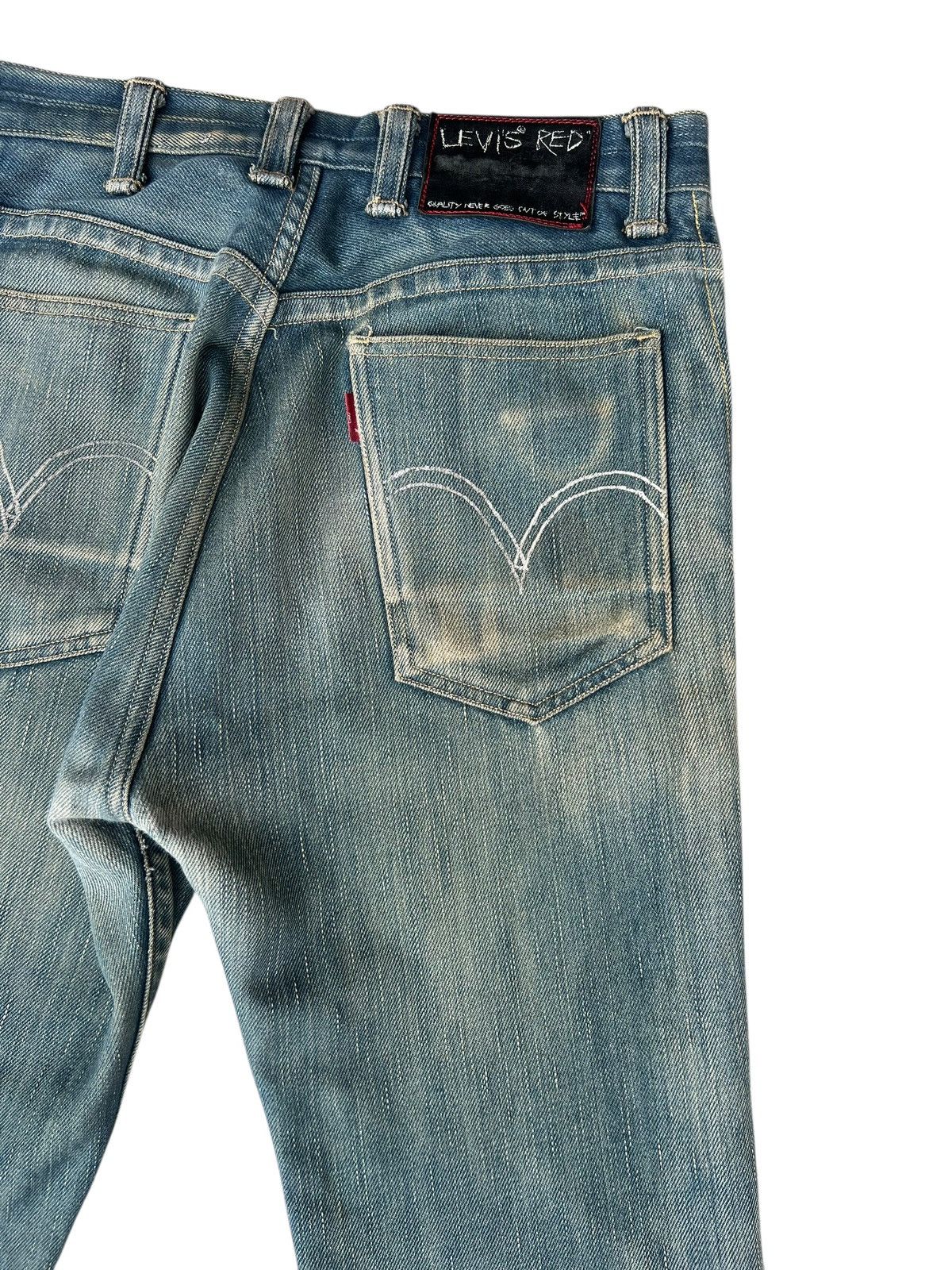 Levi's 2004 Levi’s Red Dirty Mud Stains Denim Patchwork Jeans Thick Size US 29 - 18 Thumbnail