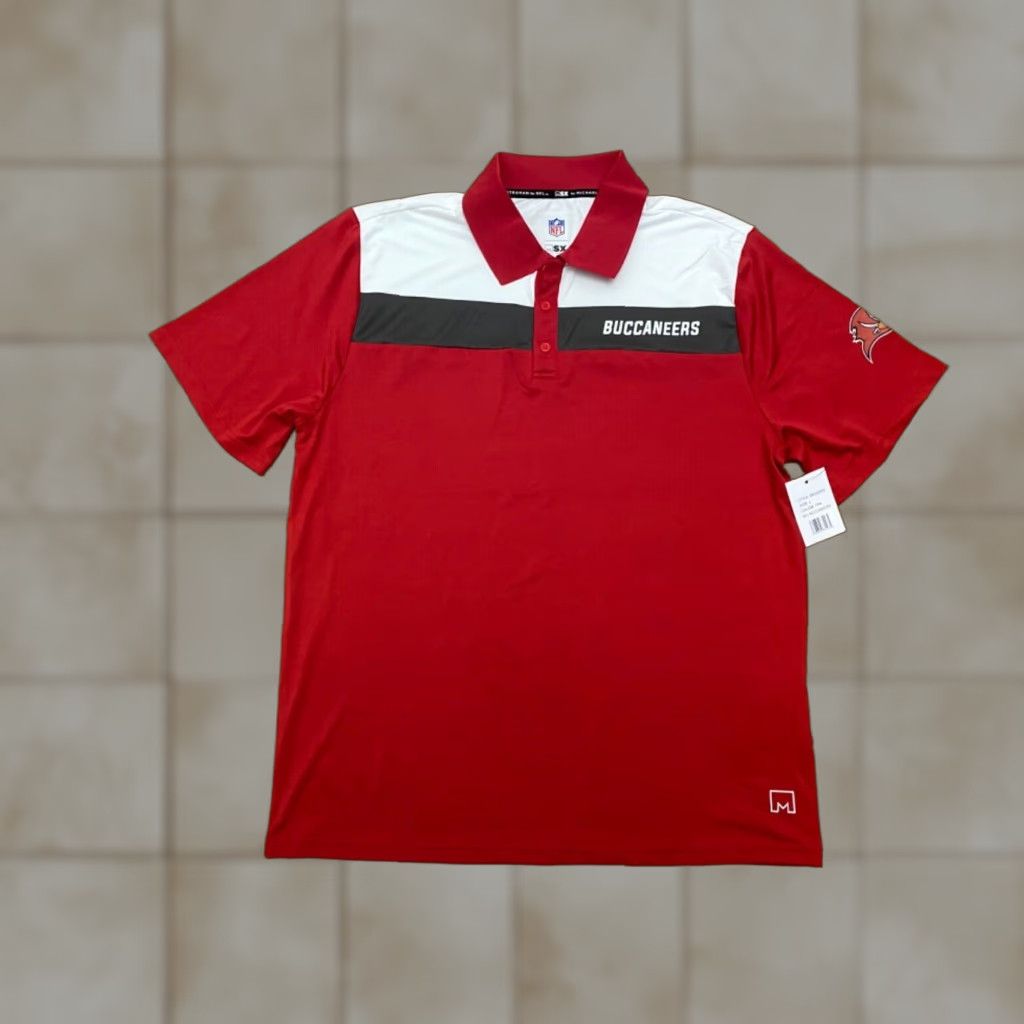 NFL MSX Michael Strahan NFL Dri-Fit Shirt Polo Tampa Bay Buccaneers Sz L Red Men Size US L / EU 52-54 / 3 - 1 Thumbnail