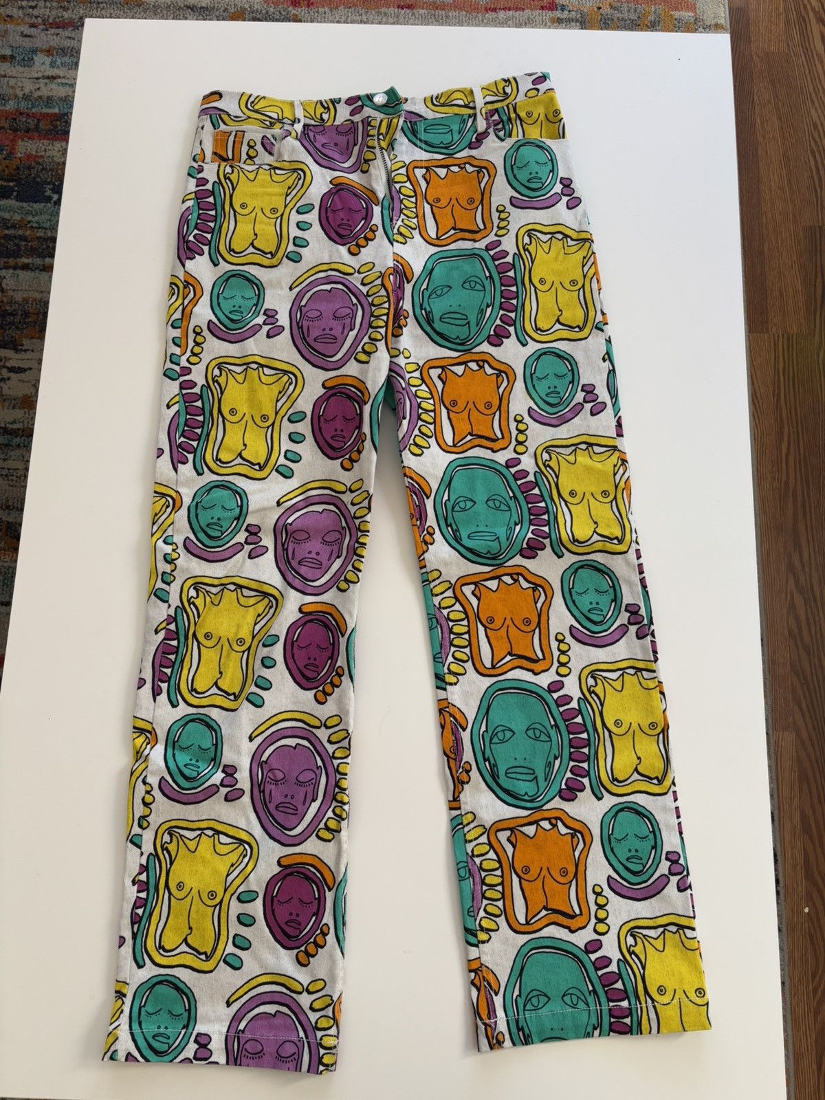 Designer Patrick Church - “All Over You” Motif Color Jeans (32”) Size US 32 / EU 48 - 1 Thumbnail