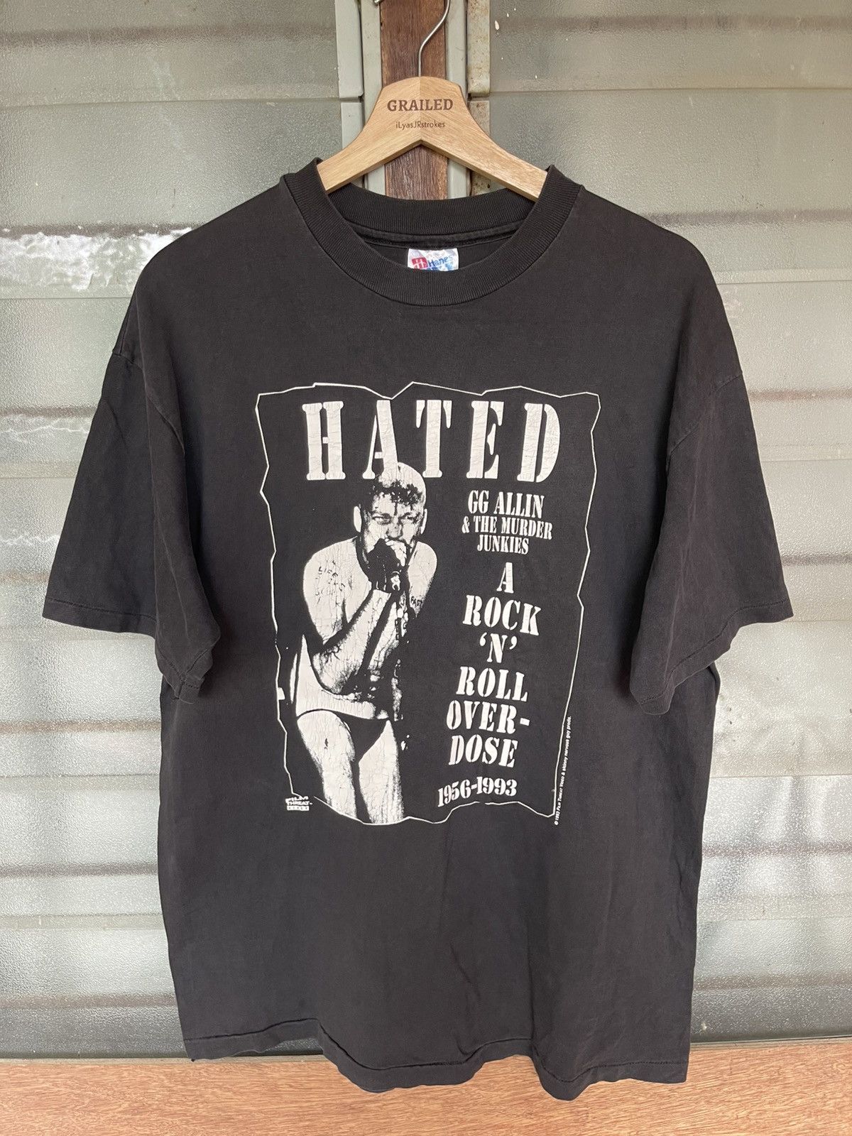 Band Tees Vintage 90's GG Allin & Murder Junkies HATED Sun Faded Tee Size US L / EU 52-54 / 3 - 2 Thumbnail