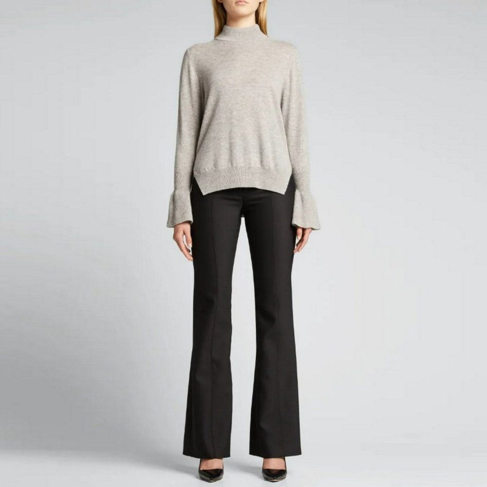 MILLY NWT New $350 Milly Wool Cashmere Ruffle Cuff Mock Neck Grey Size M / US 6-8 / IT 42-44 - 1 Thumbnail