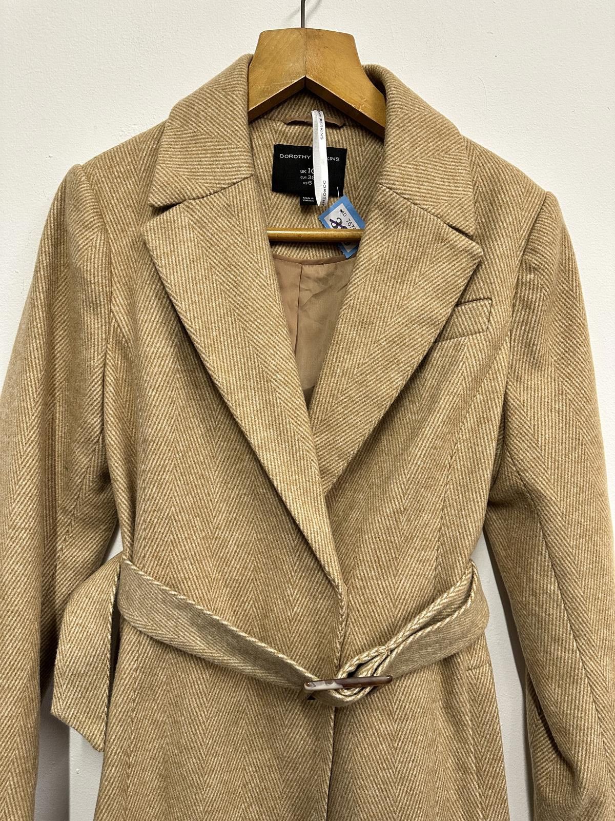 Other Dorothy Perkins Camel Belted Long Coat UK Size 10 Size M / US 6-8 / IT 42-44 - 3 Thumbnail