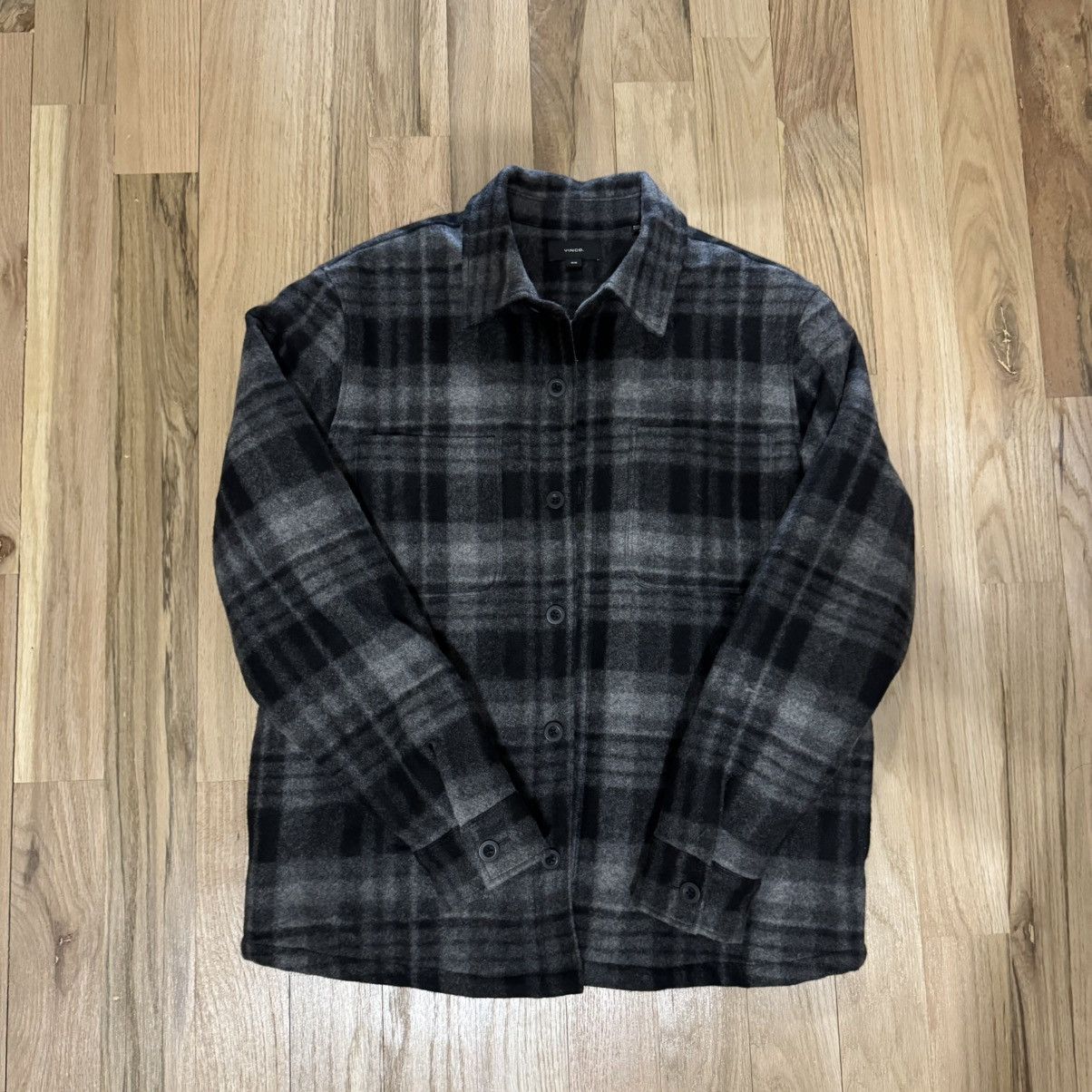 Vince Vince Men's Sherpa Lined Plaid Shirt Jacket Size US M / EU 48-50 / 2 - 1 Thumbnail