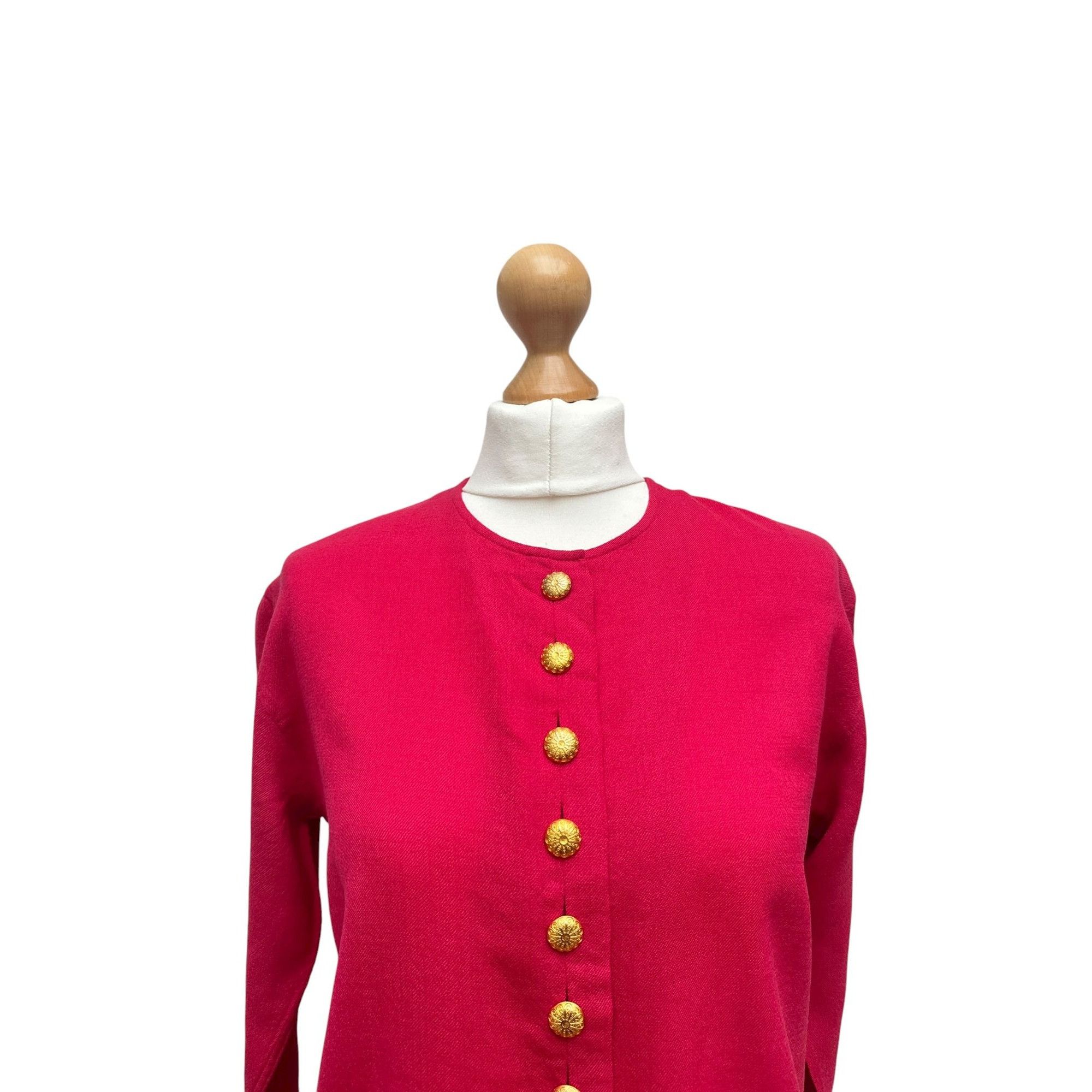 Yves Saint Laurent Vintage Pink Wool Cardigan with Gold Buttons Size M / US 6-8 / IT 42-44 - 2 Thumbnail