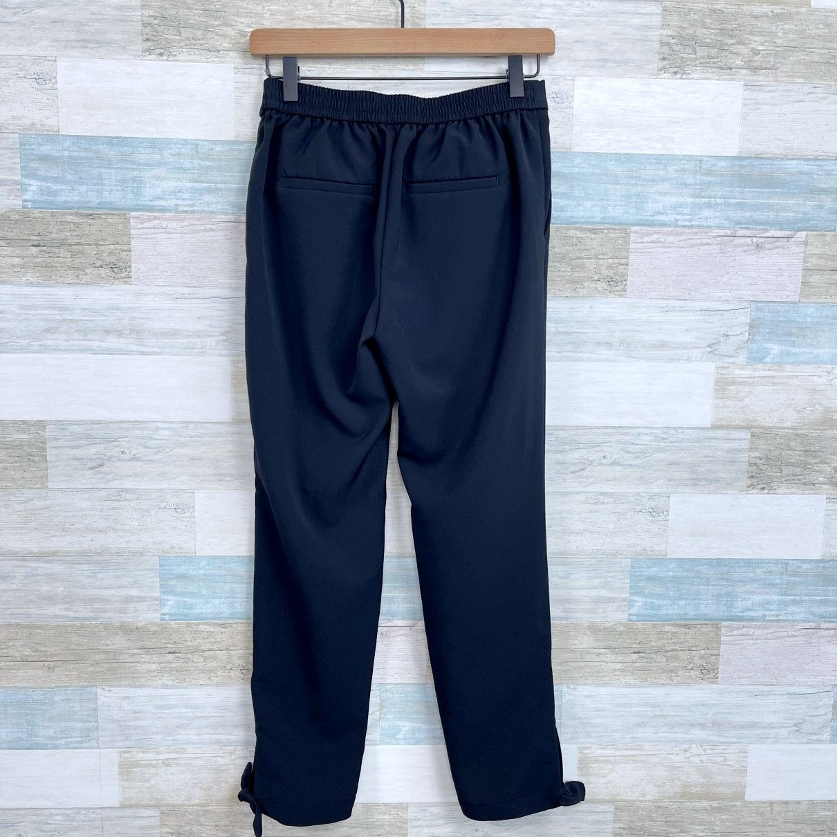 Ann Taylor Ann Taylor Pleated Tie Hem Dress Pants Black Mid Rise 0 Size 25" / US 0 / IT 36 - 4 Thumbnail