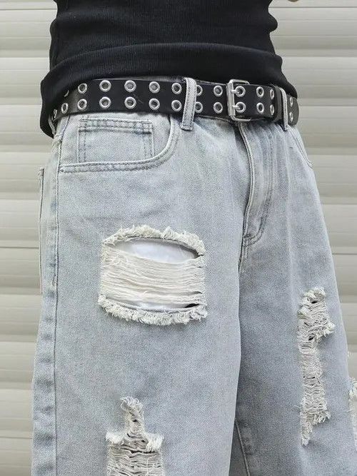 Jean Washed distressed ripped RAW jeans shorts Size US 34 / EU 50 - 4 Thumbnail