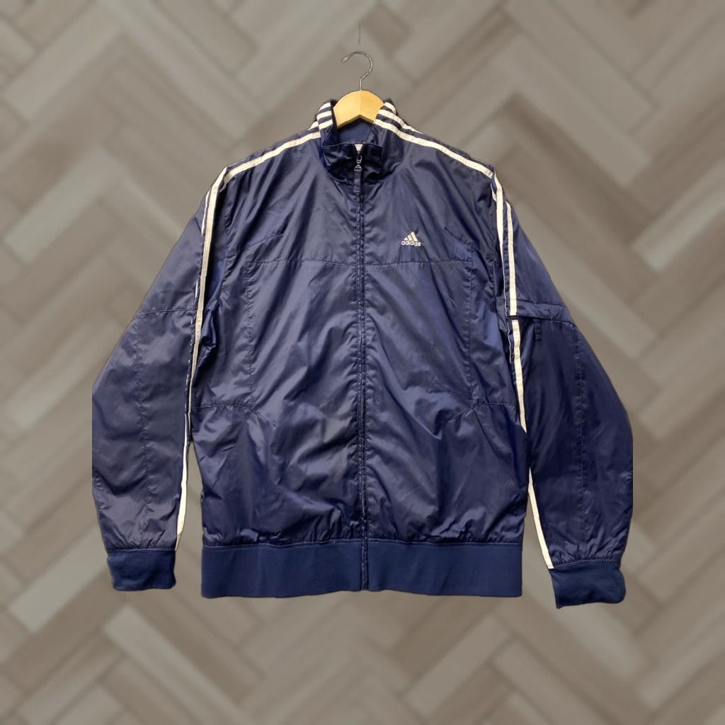 Adidas Adidas Windbreaker Jacket Mens M Navy Lined Polyester Blend Nylon Dark Blue Adidas Originals Windbreaker Mens M Navy Size US M / EU 48-50 / 2 - 1 Thumbnail