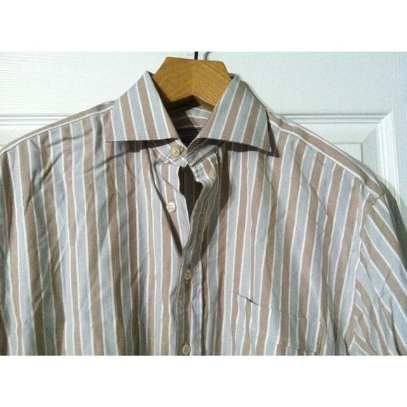 Hickey Freeman HICKEY FREEMAN MENS MULTICOLOR COTTON DRESS SHIRT 15.5/34 Size US M / EU 48-50 / 2 - 2 Thumbnail