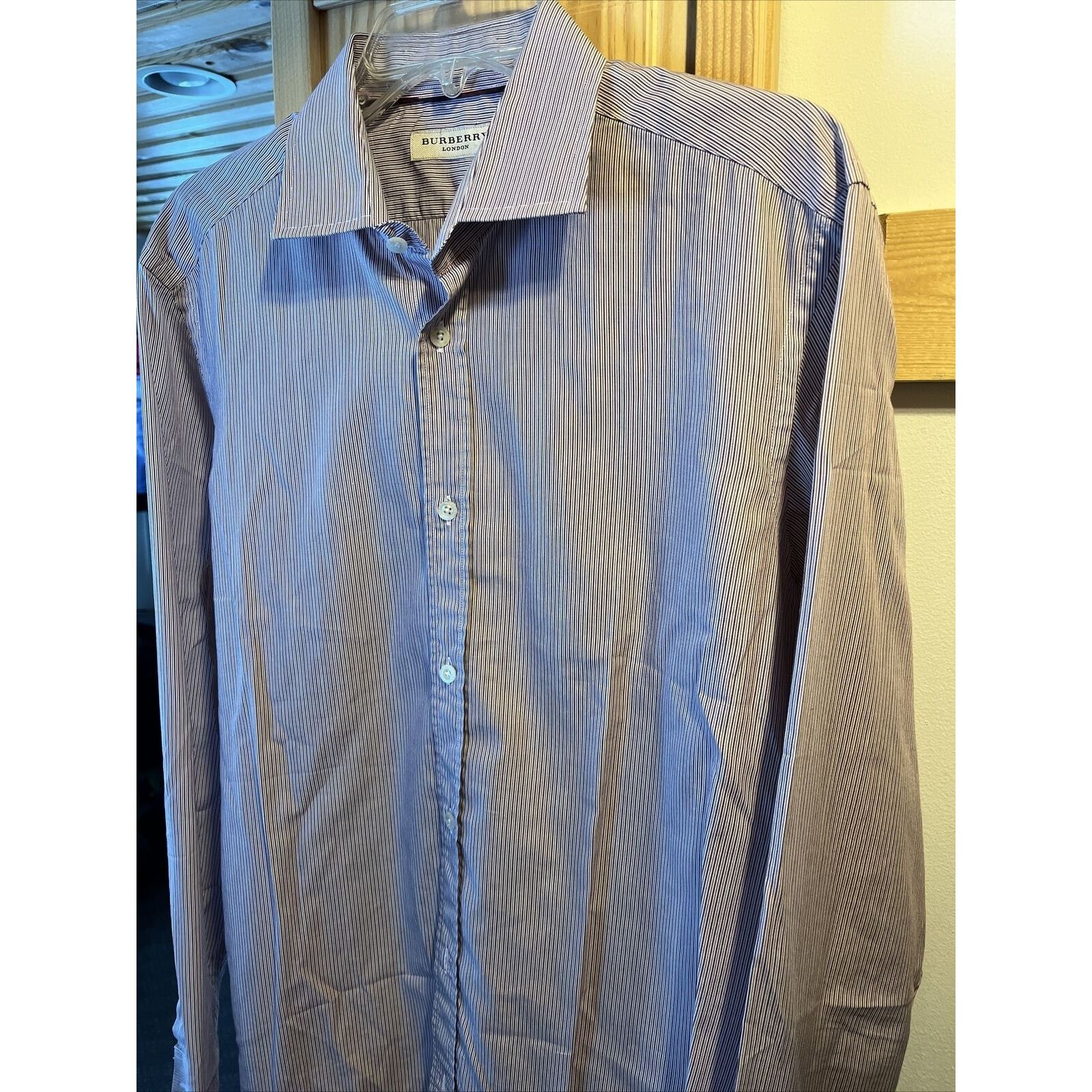 Burberry Burberry London Men’s 16.5 42 Red Striped LS Cotton Shirt Size US L / EU 52-54 / 3 - 6 Thumbnail