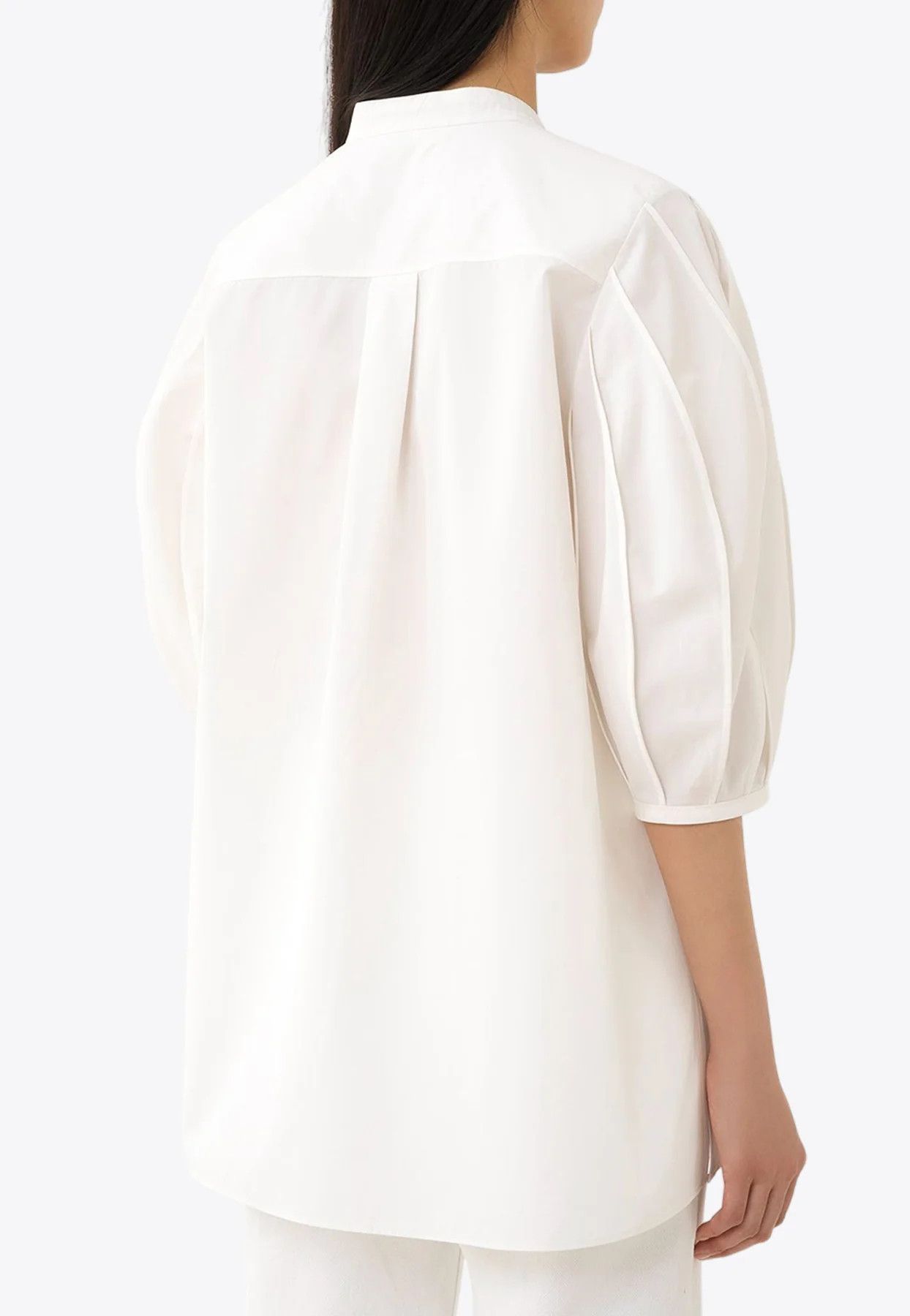 Chloe o1loc1c10425 Puff-Sleeved Tunic Tops in Buttercream Size XL / US 12-14 / IT 48-50 - 2 Thumbnail