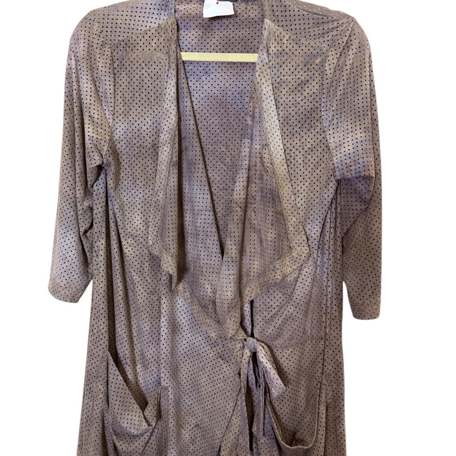 Other Alembika Earth Tone Tie Front Perforated Duster Sz M Size M / US 6-8 / IT 42-44 - 2 Thumbnail
