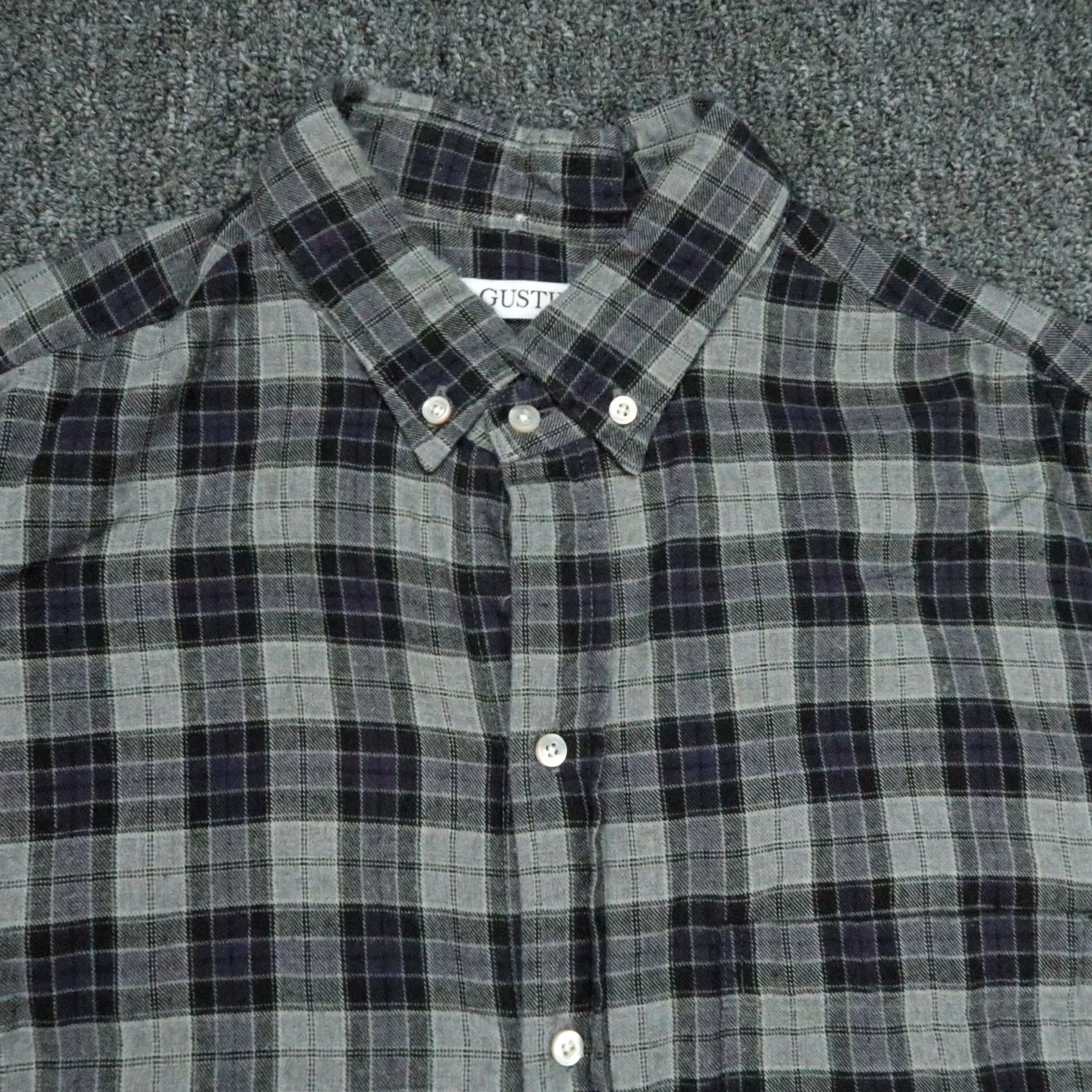 Gustin Gustin Shirt Mens XL Gray Plaid Long Sleeve Button-Down Pocketed Vintage No Size US XL / EU 56 / 4 - 2 Thumbnail