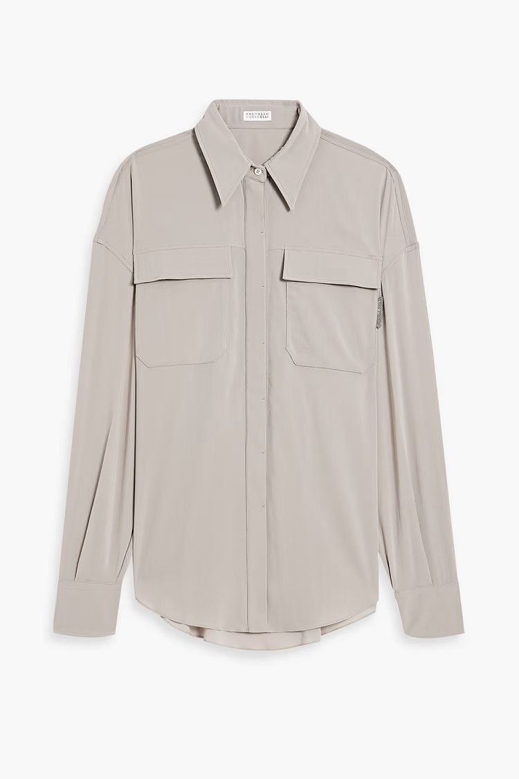 Brunello Cucinelli o1y0725 Safari Shirt in Gray Size L / US 10 / IT 46 - 1 Thumbnail
