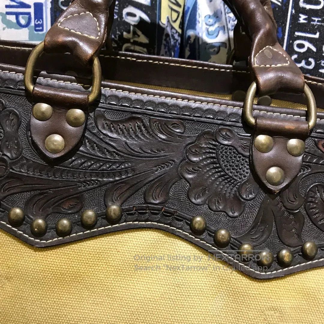 RRL Ralph Lauren RRL Carved Leather Rivet Tote Bag. Size ONE SIZE - 3 Thumbnail