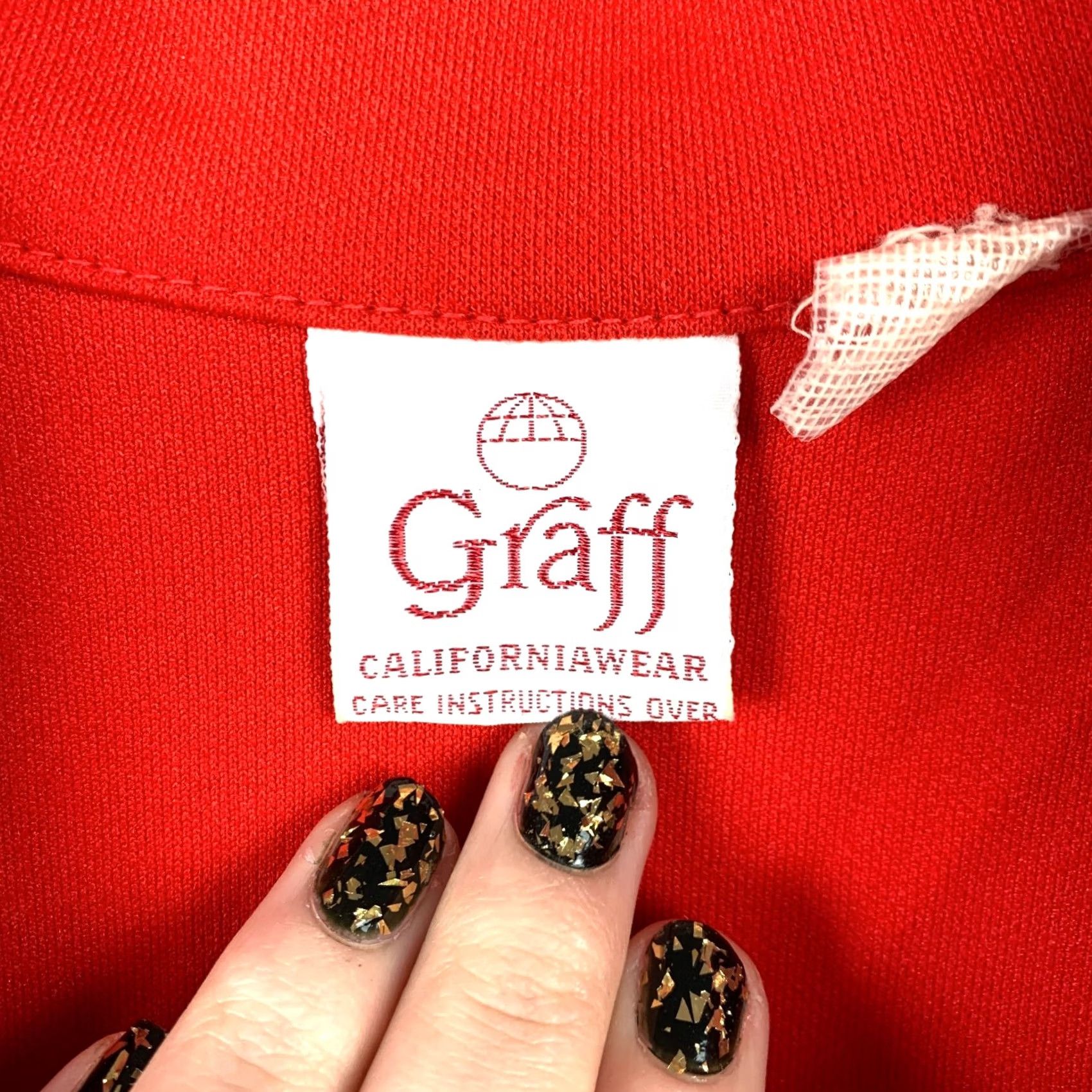 GRAFF VINTAGE Graff Jumpsuit Red Disco Wide Leg Coveralls 70s S/M Womens Small Medium Size 28" / US 6 / IT 42 - 4 Thumbnail