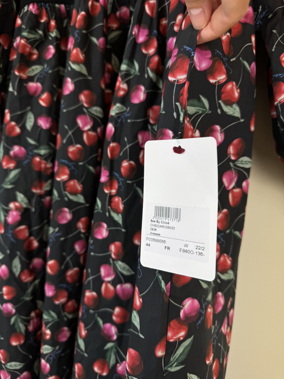 Chloe × See by Chloe See by Chloe babydoll poplin cherry print dress gown cotton Size XL / US 12-14 / IT 48-50 - 8 Thumbnail