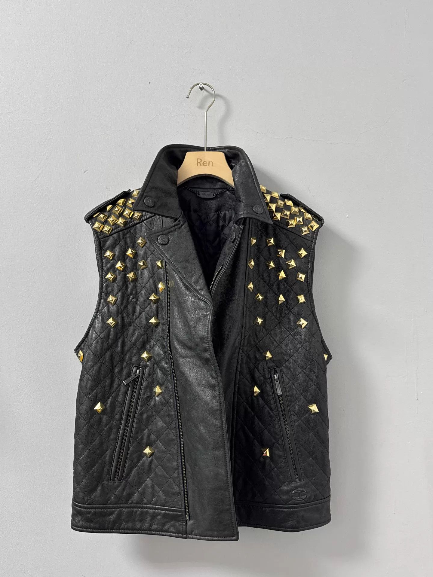 Just Cavalli Just Cavalli Studded Quilted Biker Leather Vest Size US M / EU 48-50 / 2 - 3 Thumbnail