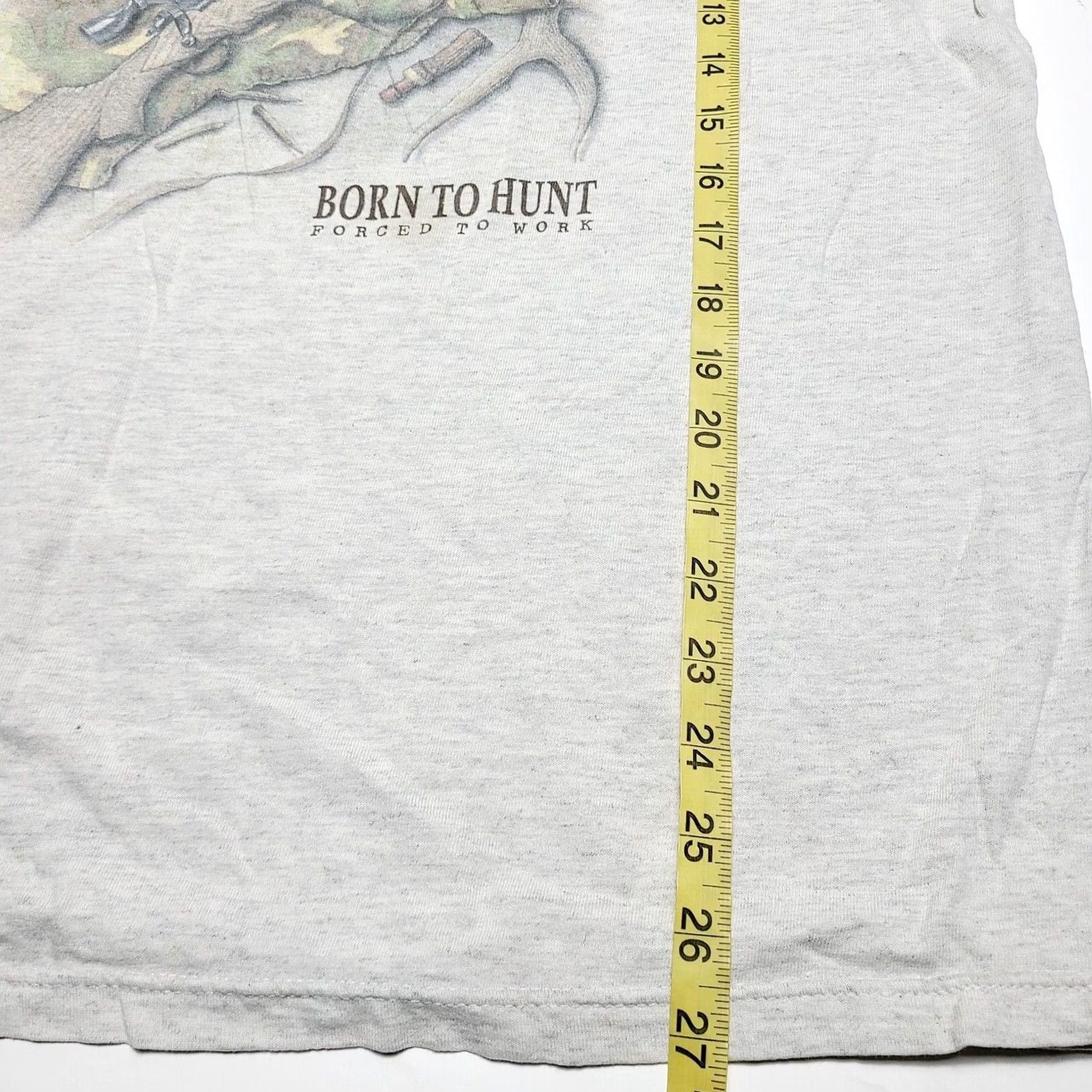 Tultex VINTAGE Shirt Mens XL Heather Gray 90's Born To Hunt Forced To Work Size US XL / EU 56 / 4 - 3 Thumbnail