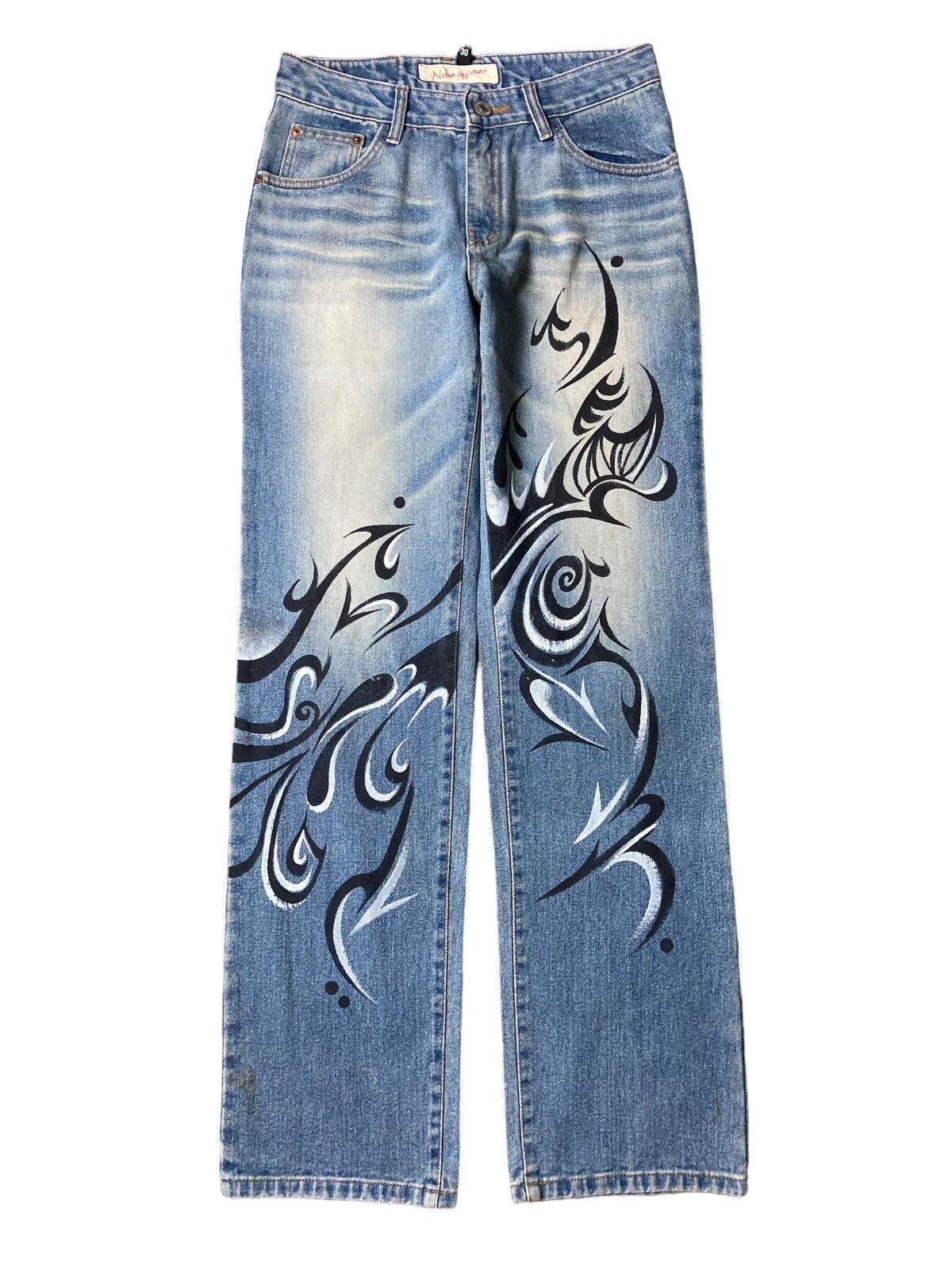 Hysteric Glamour × Japanese Brand NEBAJY Painted Tattoo Art Unique Jeans Size US 30 / EU 46 - 2 Thumbnail